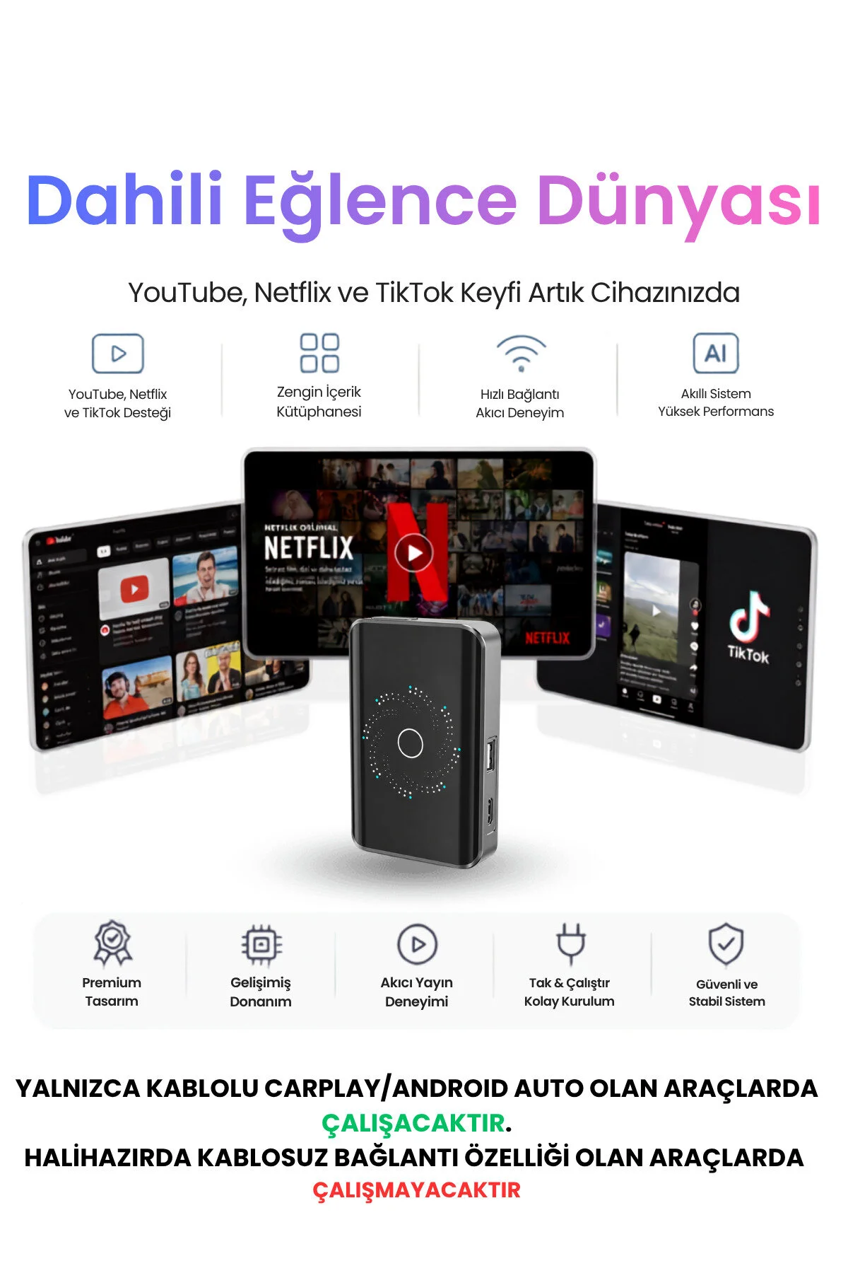 solvis Ai BOX Kablosuz CarPlay & Android Auto Multimedya Dönüştürücü
