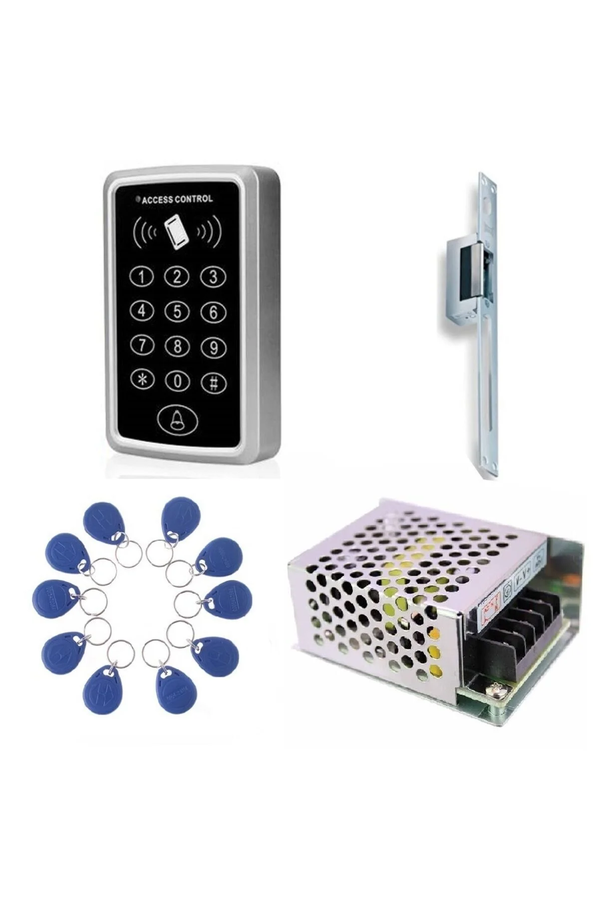 SONEX RFID Şifreli Kapı Kilidi İç Mekan Set – Dil Kilit, Adaptör ve 10 Adet Proximity Anahtarlık