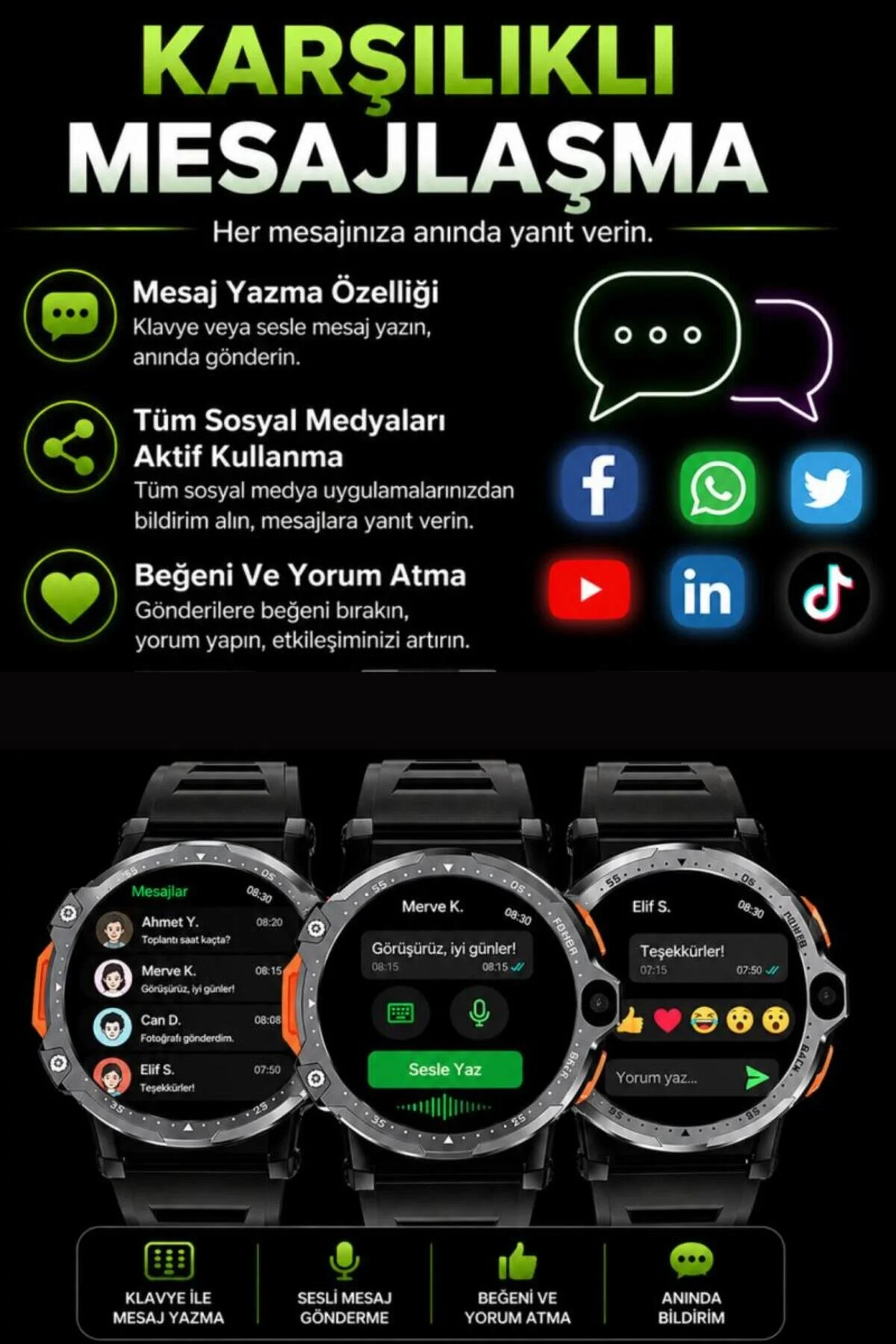 SONREİR Watch Pg 4g Lte Yuvarlak Akıllı Saat 64gb Sım Kartlı Kameralı Wifi Çocuk Huawei Iphone Uyumlu 8 9 10