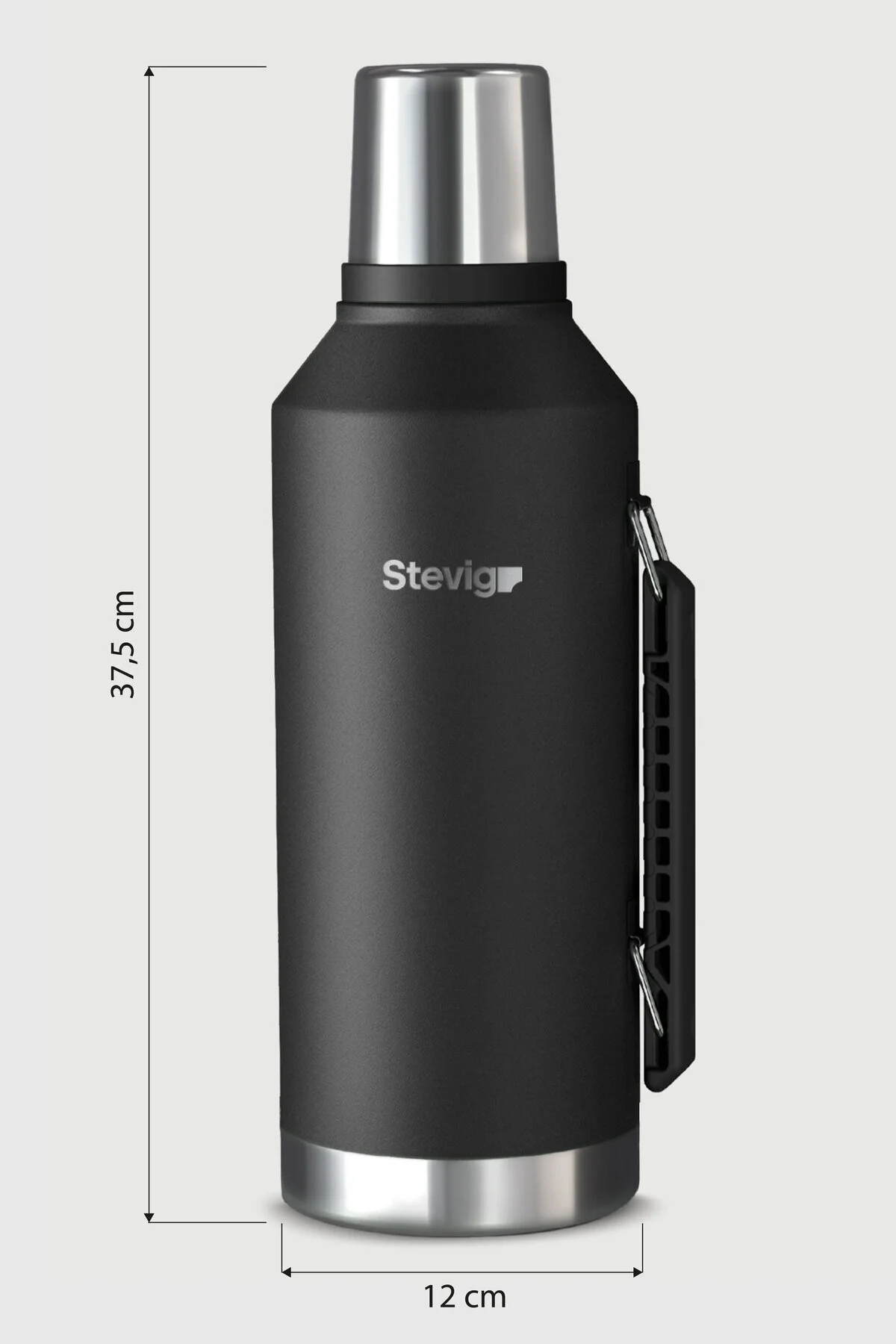 Stevig 1 Camper Klasik Kulplu Sızdırmaz Çelik Termos 2.2 LT Black ST-261