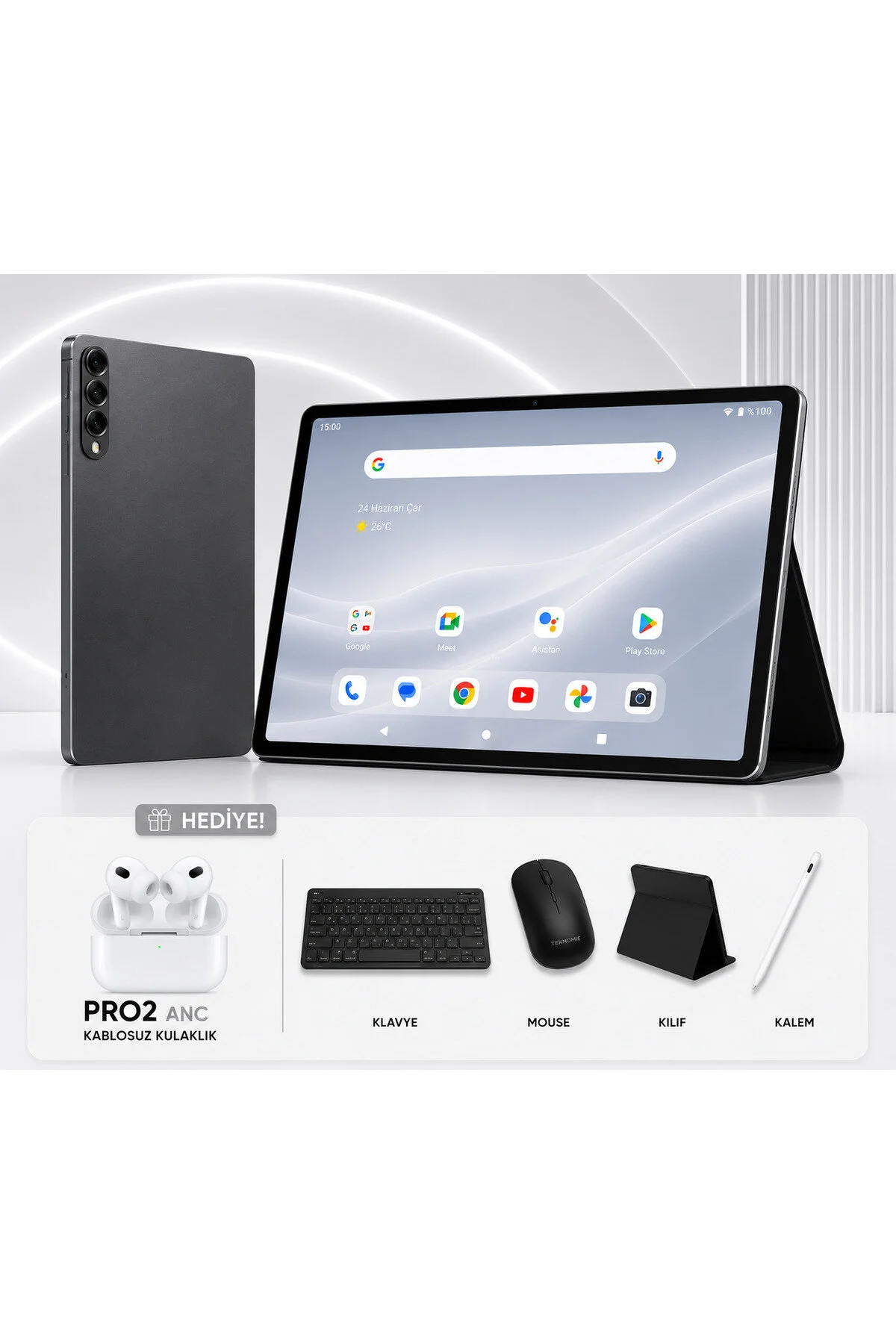 TARÇIN 10.1" 8000mAh Tablet + Pro 2 ANC Kulaklık, Klavye Kılıf, Mouse ve S-Pen Hediyeli
