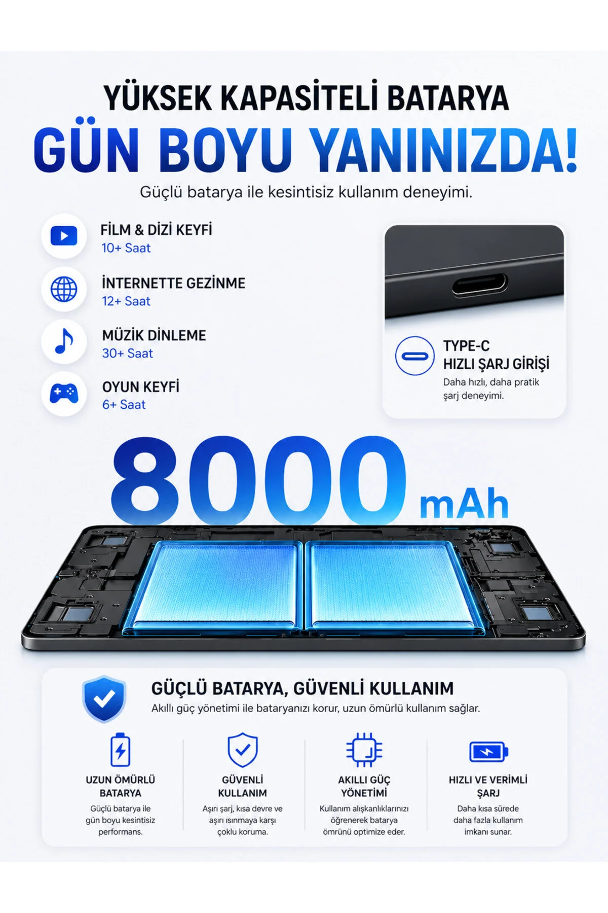 TARÇIN Teknomie Tab 4GB RAM 32GB Hafıza Klavyeli Kılıf + Bluetooth Mouse Hediyeli