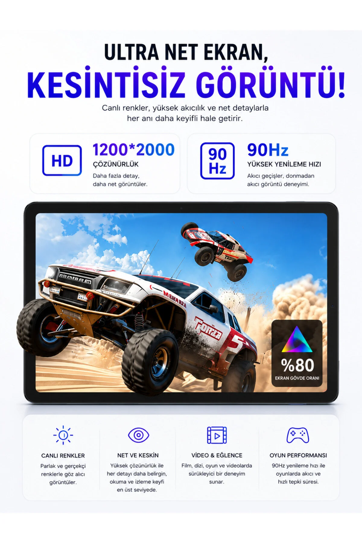 TARÇIN Teknomie Tab 4GB RAM 32GB Hafıza Klavyeli Kılıf + Bluetooth Mouse Hediyeli