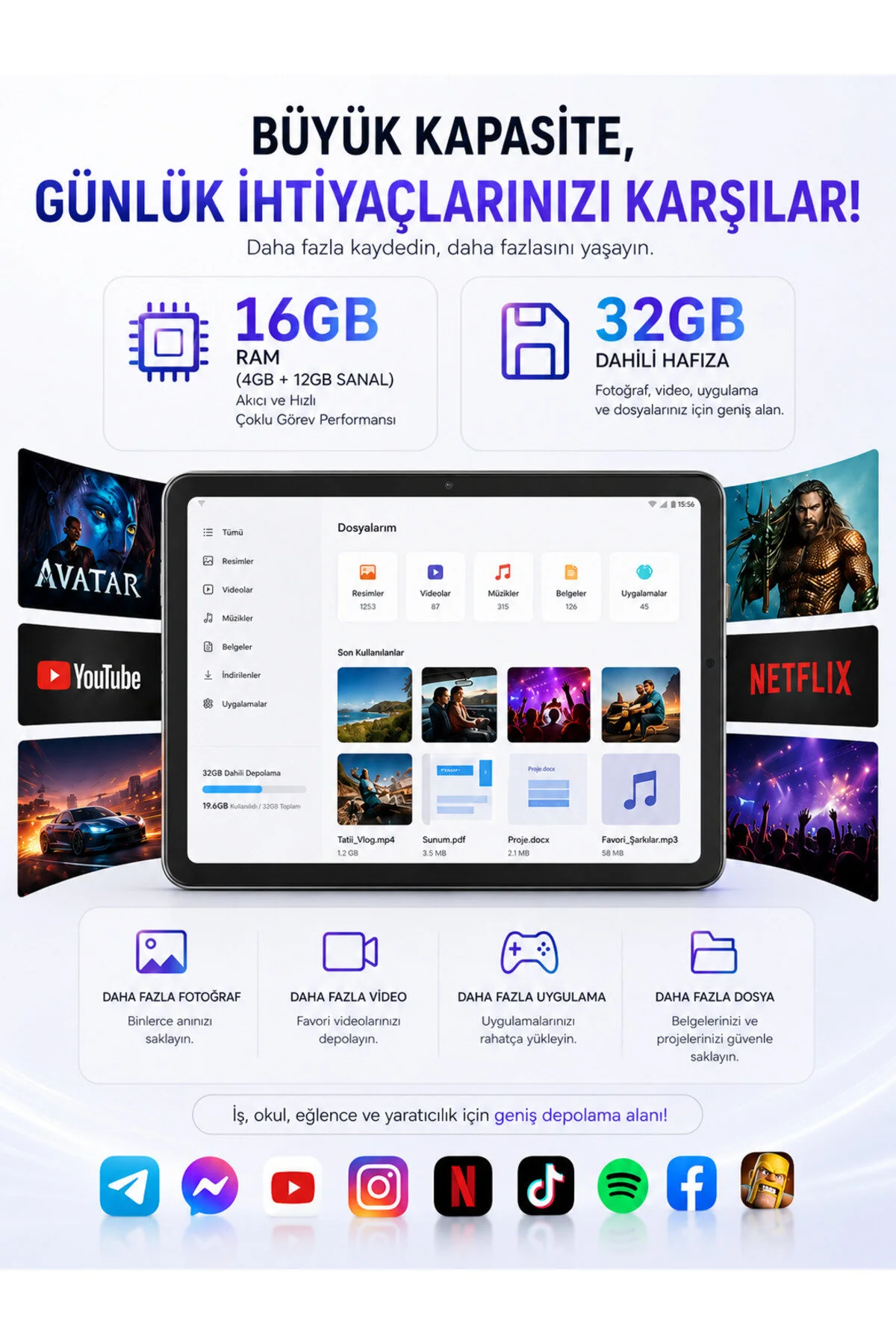TARÇIN Teknomie Tab 4GB RAM 32GB Hafıza Klavyeli Kılıf + Bluetooth Mouse Hediyeli