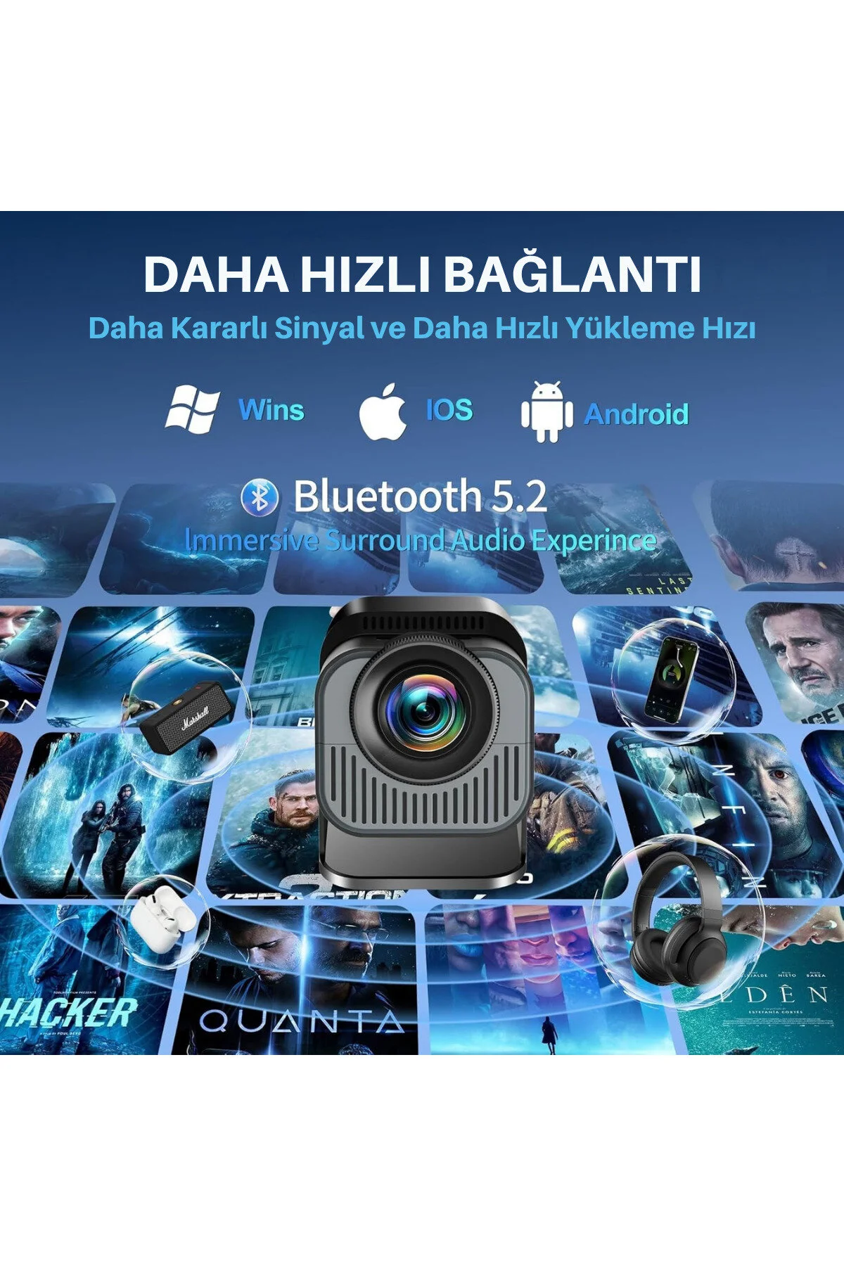 TARÇIN Teknomie Ultra HD Yeni Nesil Akıllı Prokesiyon Cihazı, Otomatik Ayarlama, Dahili Hoparlör