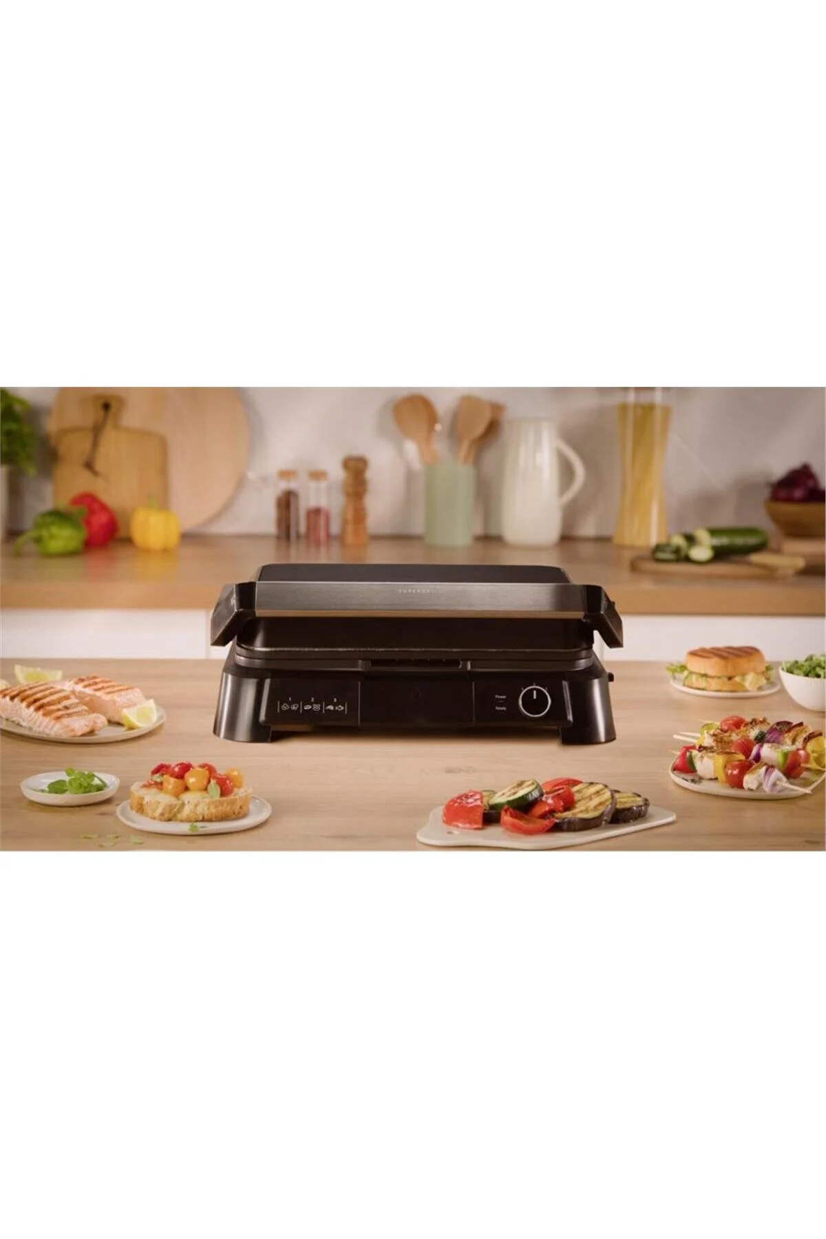 TEFAL SuperGrill 3in1 6 Dilim Kapasiteli 2000 Watt Barbekü Izgara ve Tost Makinesi - Inox