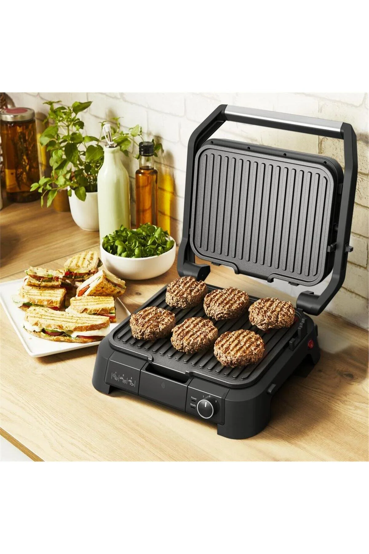 TEFAL SuperGrill 3in1 6 Dilim Kapasiteli 2000 Watt Barbekü Izgara ve Tost Makinesi - Inox