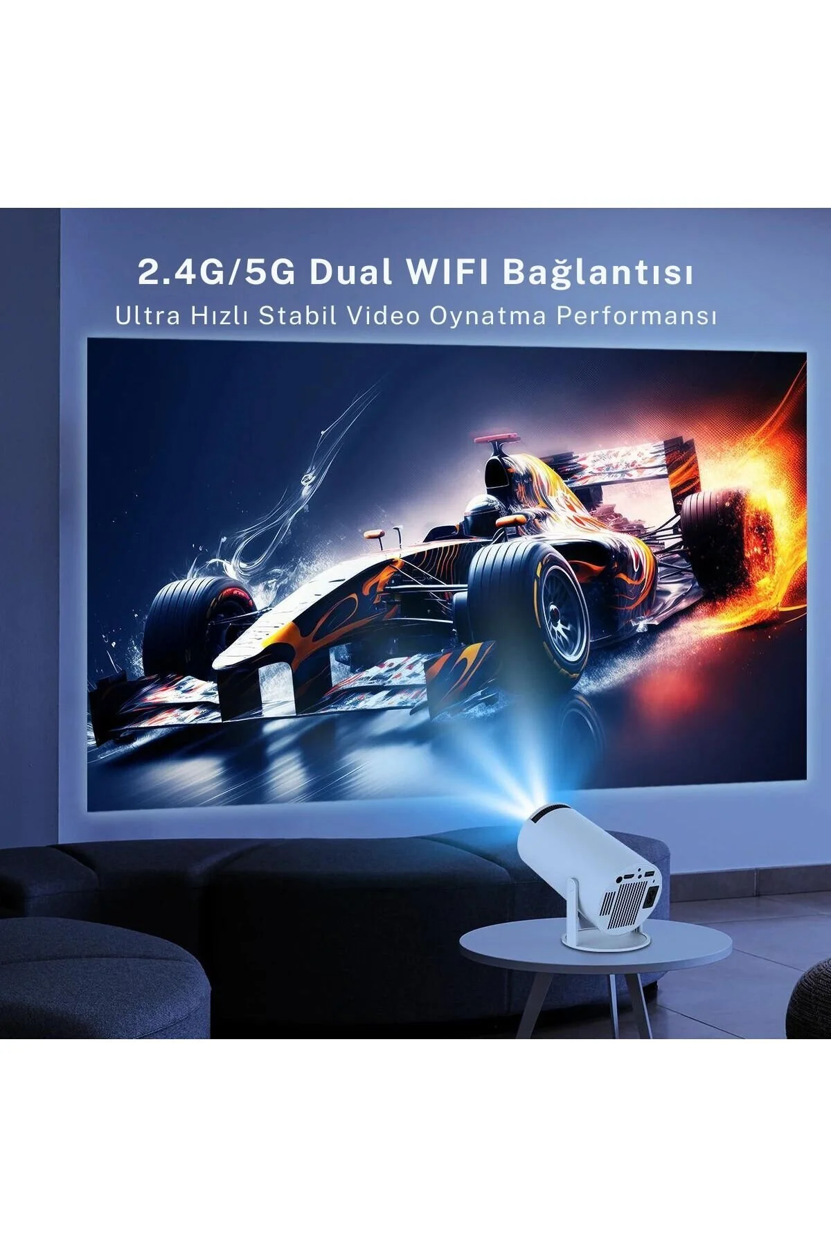 Teknodrone Taşınabilir Android Projeksiyon En Güncel Versiyon Wifi Destekli Akıllı Sinema Projektör Ultra Hd