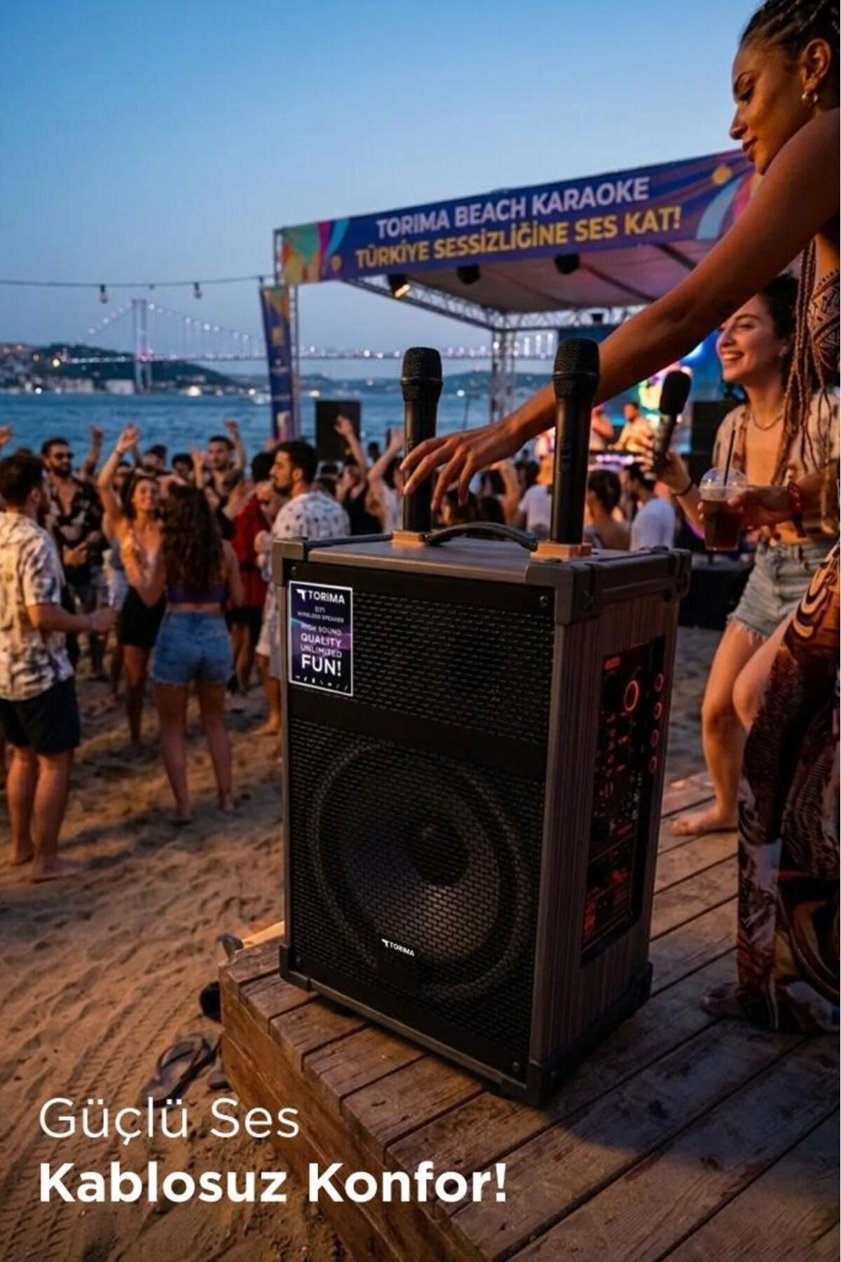 Torima Bluetooth Hoparlör Çift Mikrofonlu Kablosuz Speaker D71 Kahverengi