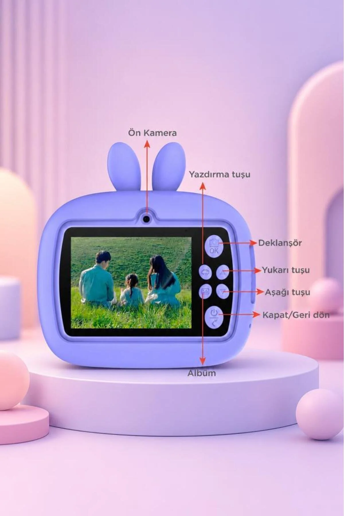 Torima Dijital Fotoğraf Makinesi Çocuk Termal Resim Kağıt Baskılı Yazıcı Kamera Video Makinesi CMR18 Mor