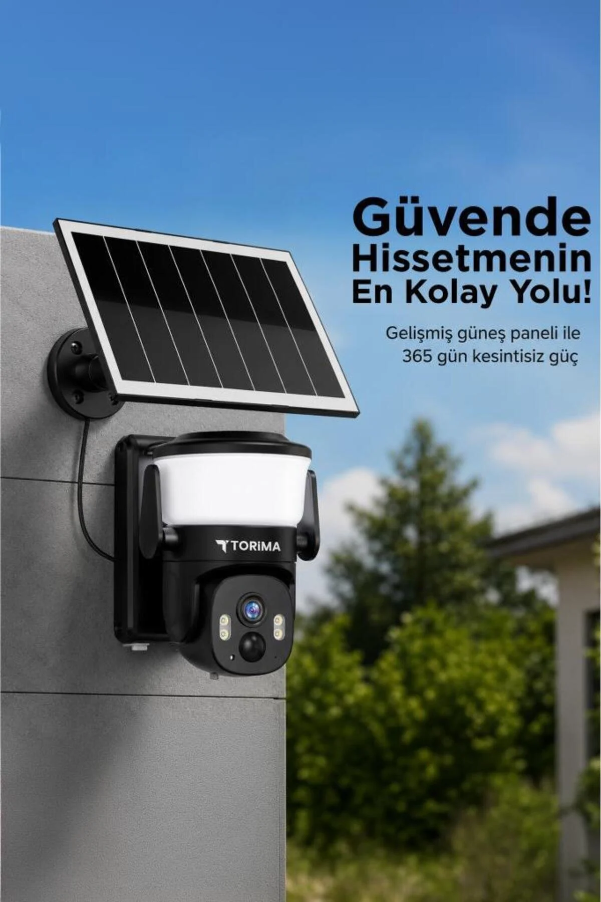 Torima Güvenlik Kamerası Şarjlı Duvar Lambası Görünümlü Güneş Enerjili Dış Mekan Kamerası CMR30 Siyah