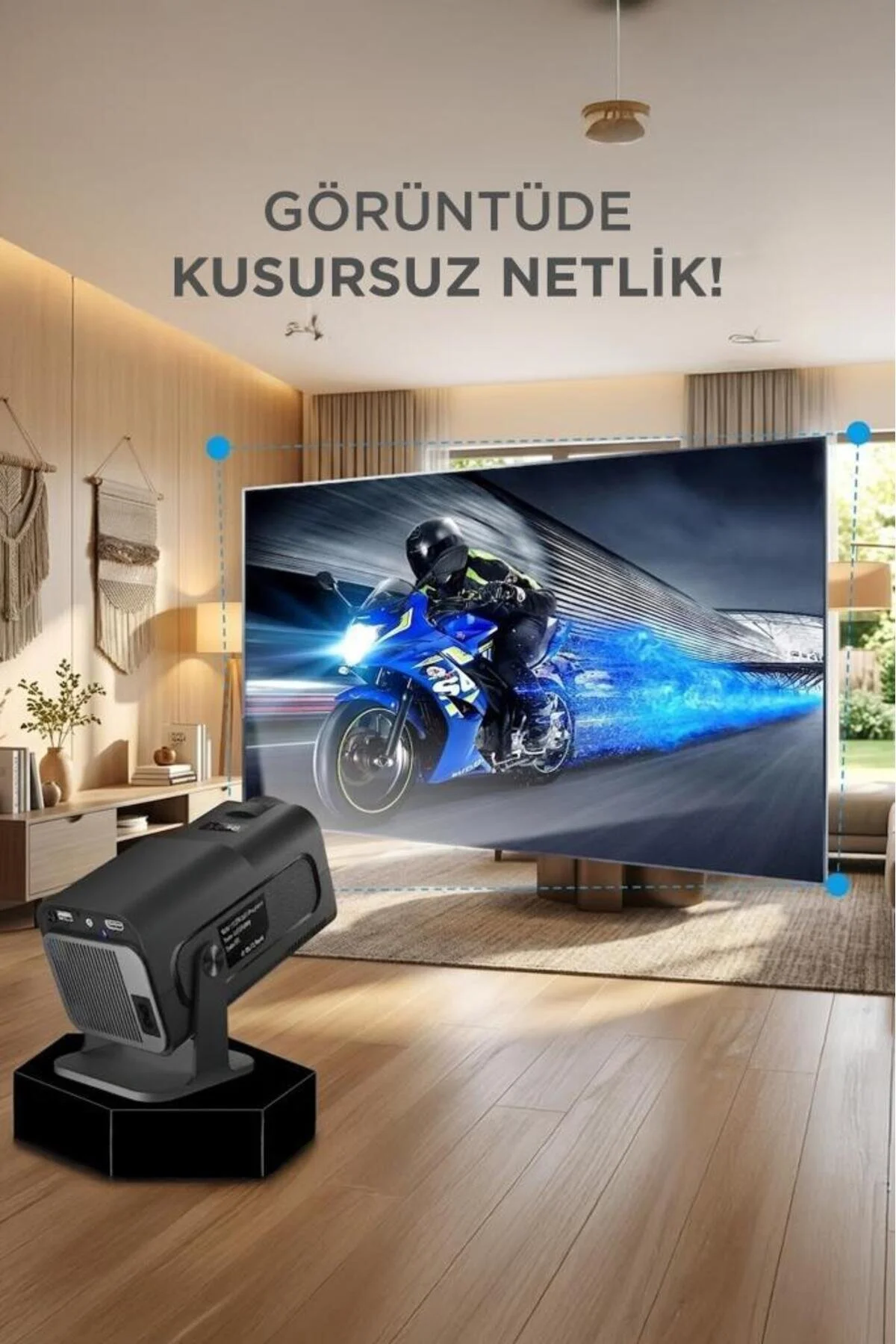 Torima Projeksiyon Cihazı Taşınabilir Ev Sinema 4K 1080P Android Akıllı Projektör HY320 Siyah