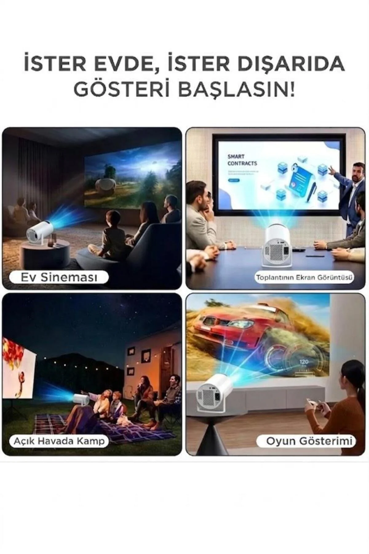 Torima Taşınabilir Projektör Ev Sineması Android 11 Bluetooth Akıllı Projeksiyon HY300T Lite