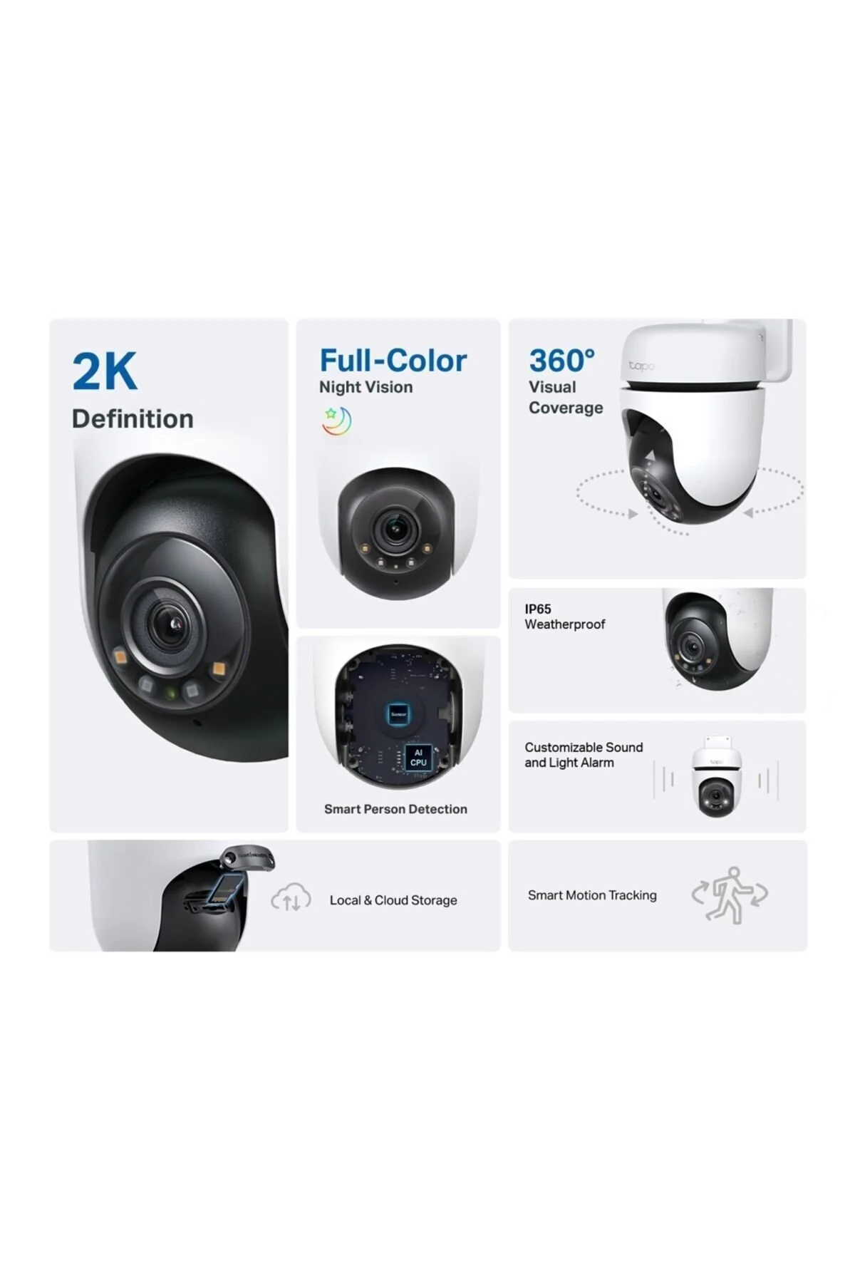 Tp-Link Tapo C510W 2K Dış Mekan Yatay/Dikey 512GB Hafıza Destekli Wi-Fi Güvenlik Kamerası