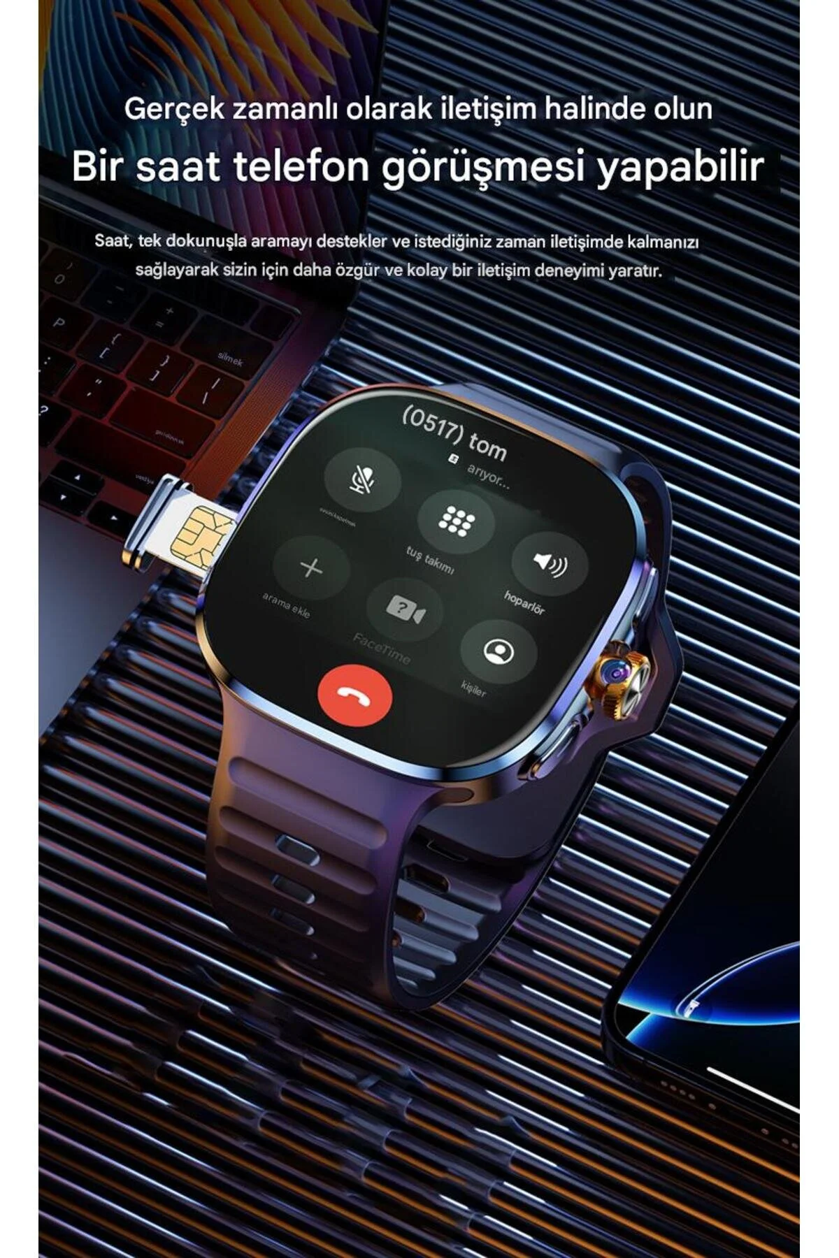 vıonex 5G Android Akıllı Saat SIM Kartlı WiFi NFC GPS AMOLED Ekran Spor ve Sağlık Tracker
