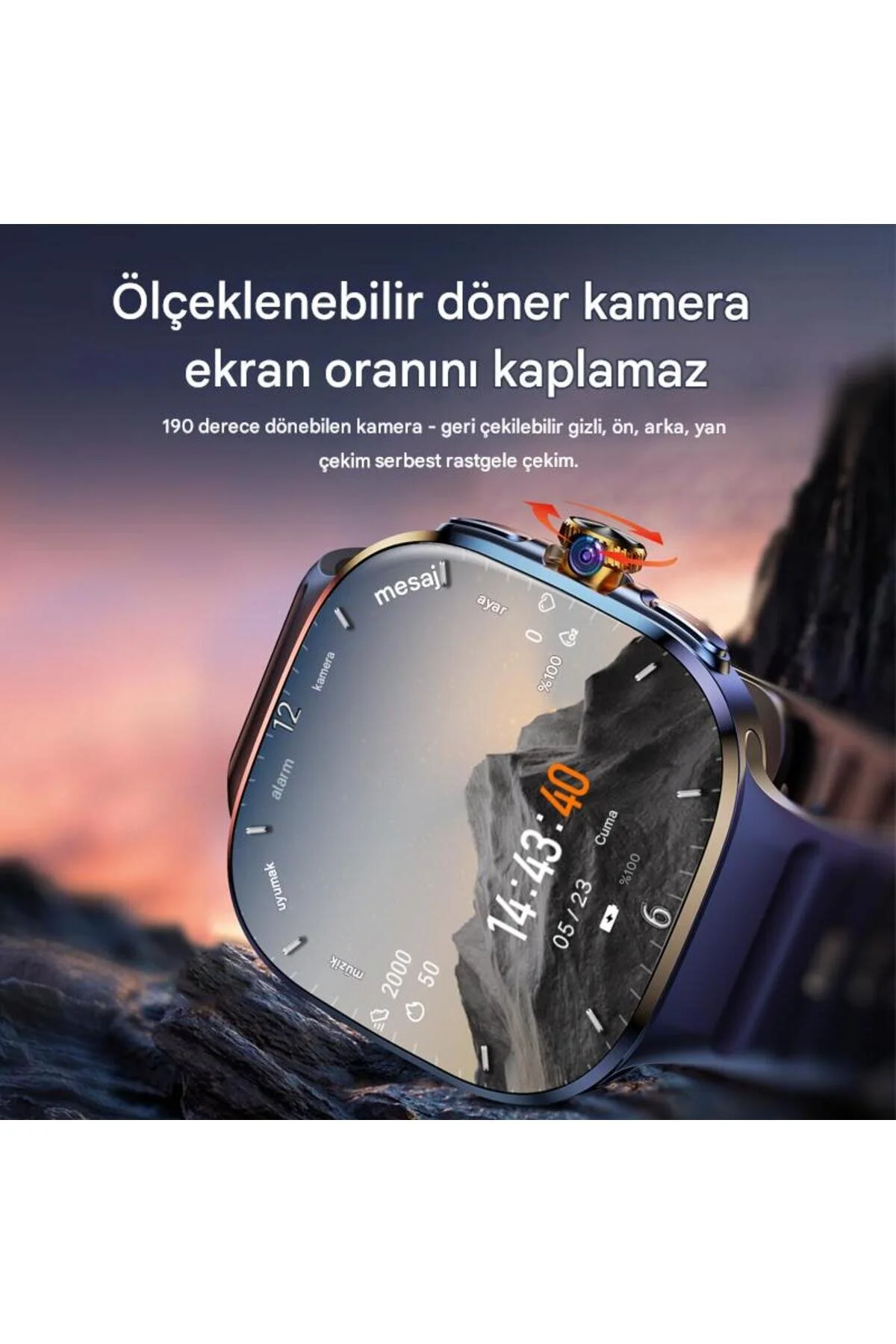 vıonex 5G Android Akıllı Saat SIM Kartlı WiFi NFC GPS AMOLED Ekran Spor ve Sağlık Tracker
