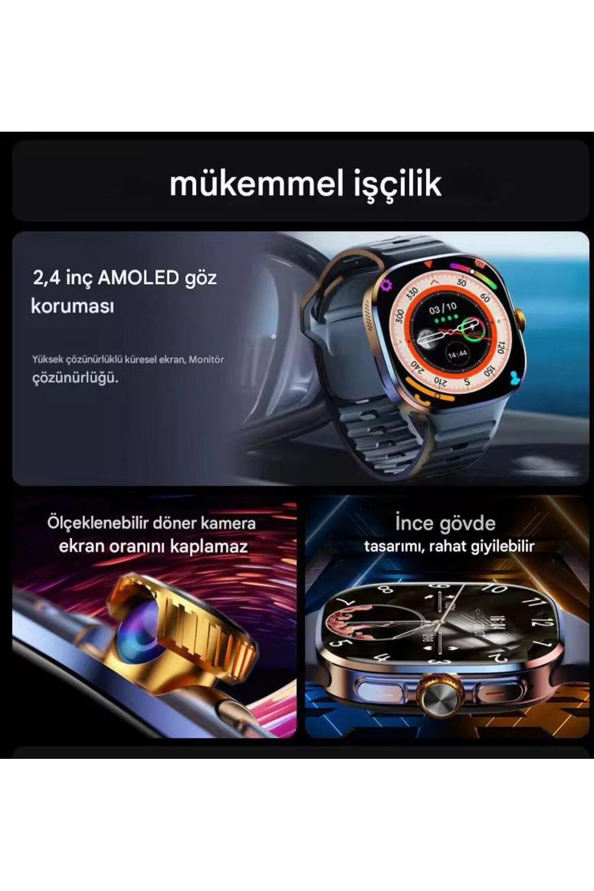 vıonex 5G Android Akıllı Saat SIM Kartlı WiFi NFC GPS AMOLED Ekran Spor ve Sağlık Tracker