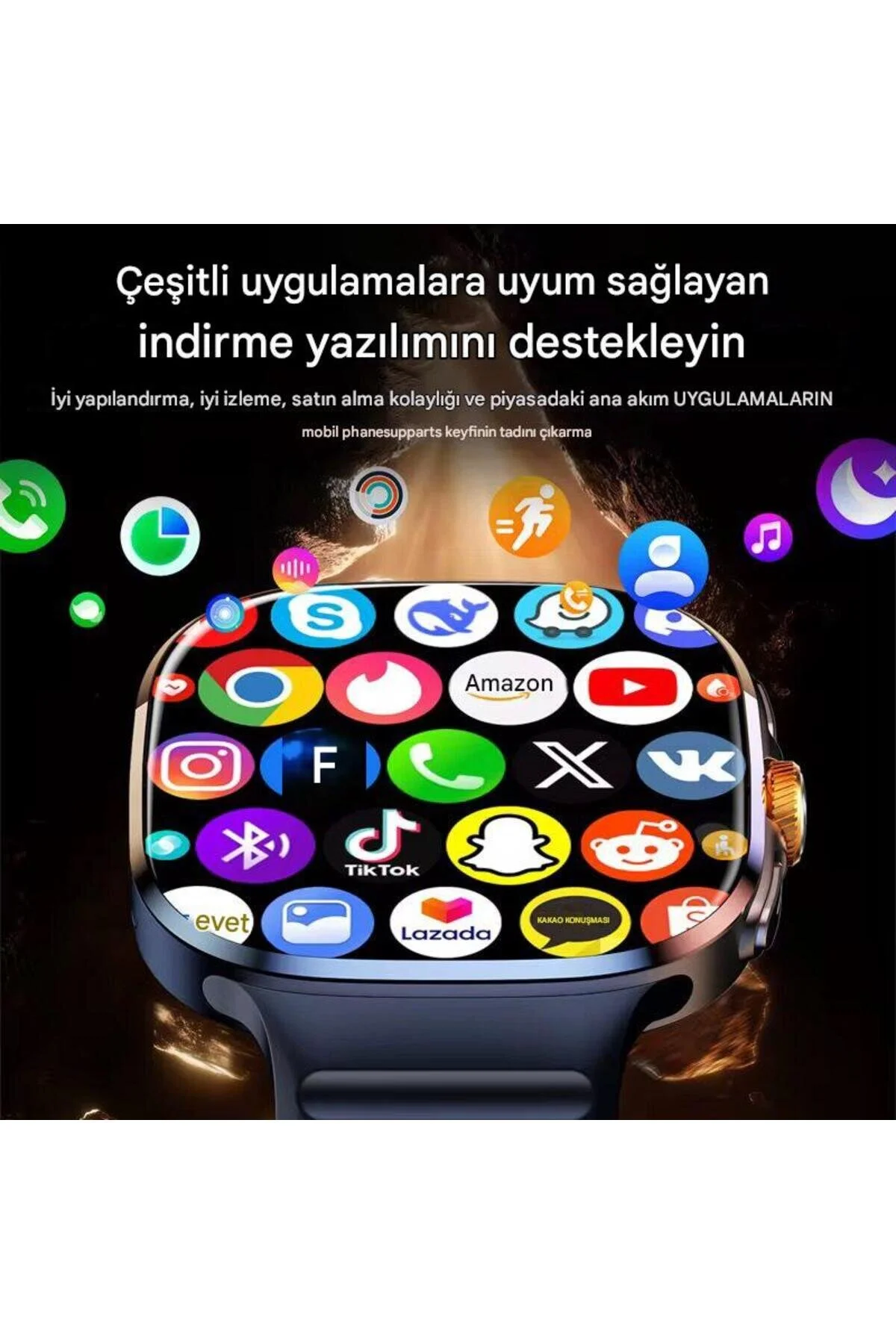 vıonex 5G Android Akıllı Saat SIM Kartlı WiFi NFC GPS AMOLED Ekran Spor ve Sağlık Tracker