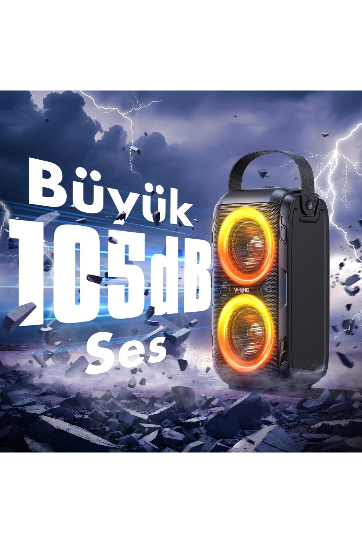 W-KING T9-2 Bluetooth Hoparlör 180W Partybox 24S Dinleme Işıklı Ipx5 Kablosuz Stereo Tws Ses Bombası