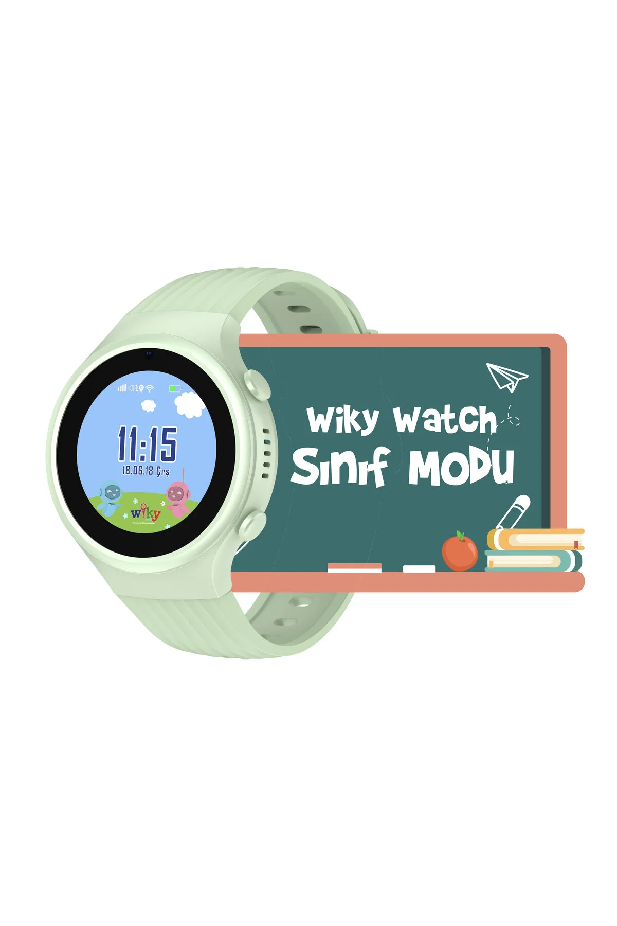 Wiky Watch 5S Akıllı Çocuk Saati - Görüntülü Arama, Gps, Sos, Sağlık Takibi, Güvenli Alan Yeşil