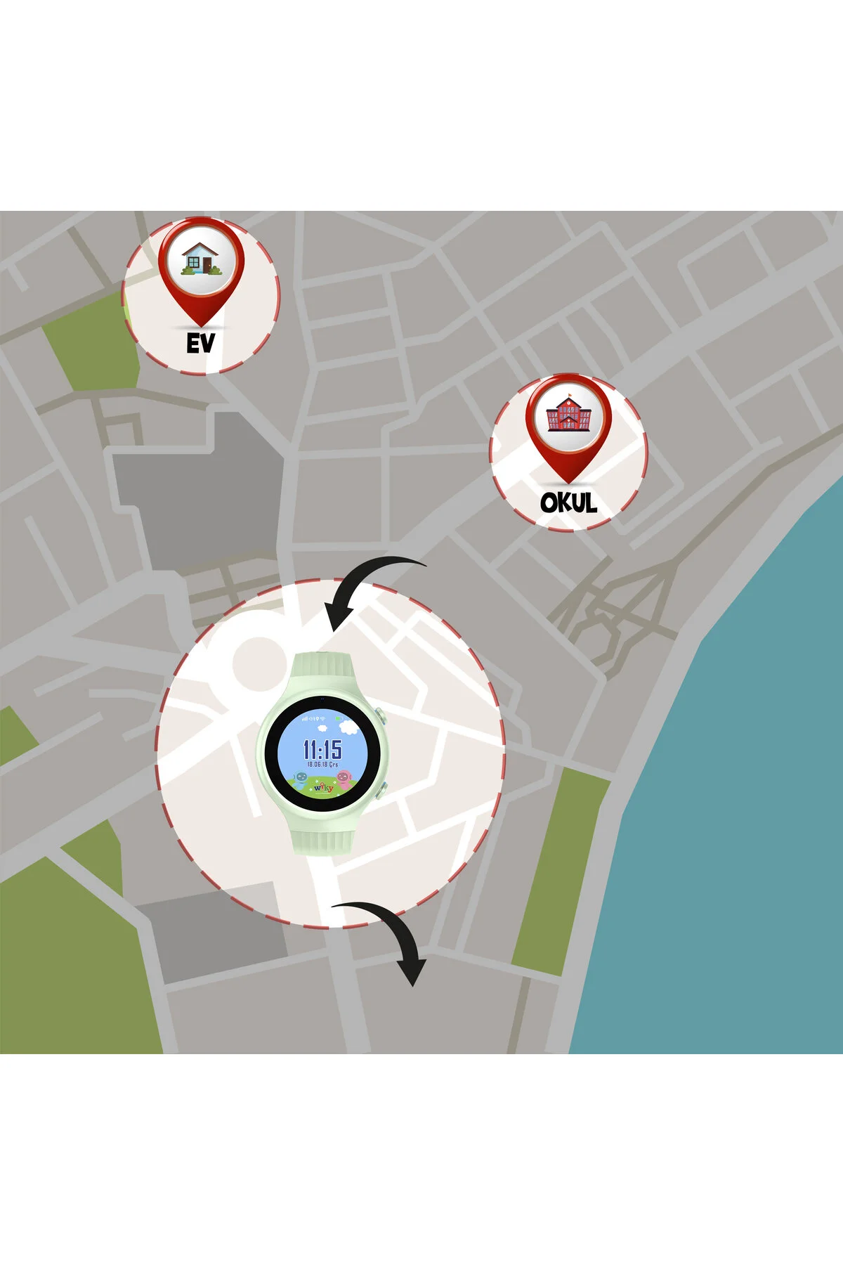 Wiky Watch 5S Akıllı Çocuk Saati - Görüntülü Arama, Gps, Sos, Sağlık Takibi, Güvenli Alan Yeşil