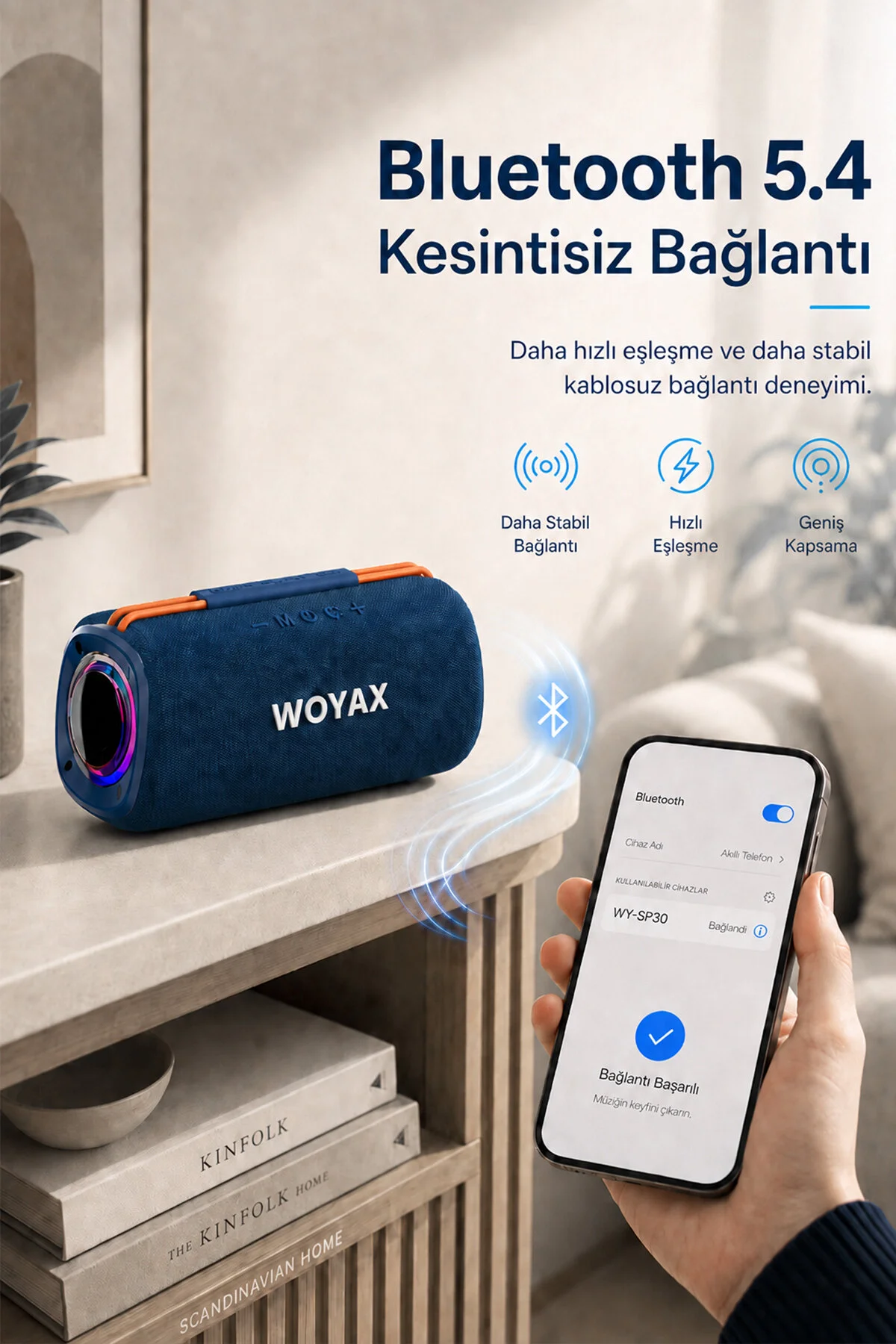 Woyax Taşınabilir Bluetooth Hoparlör, 30W Kablosuz Oval Speaker, Ses Bombası USB, TWS, 30W Güçlü Ses Bass Büyük Küçük Boy