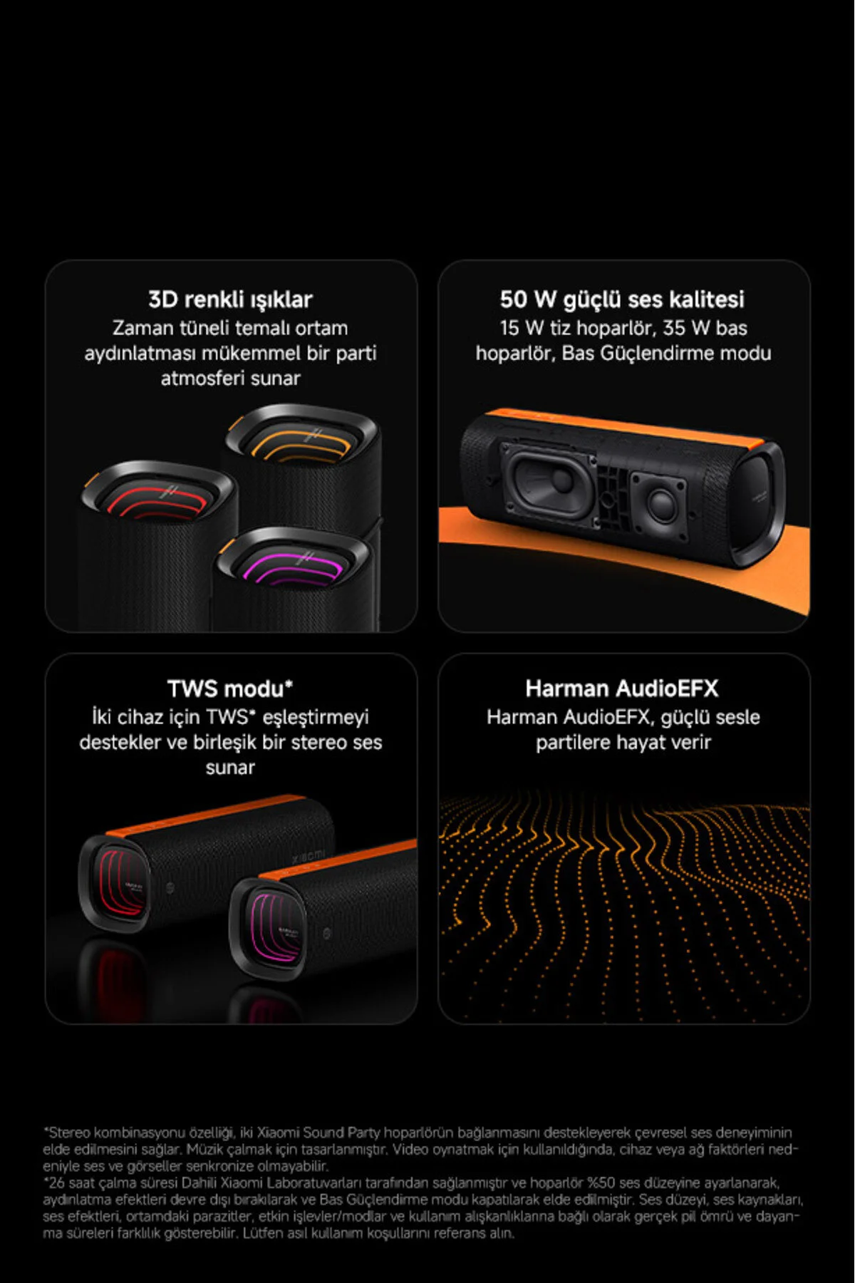 Xiaomi Sound Party Taşınabilir Bluetooth Hoperlör Siyah (Xiaomi Türkiye Garantili)
