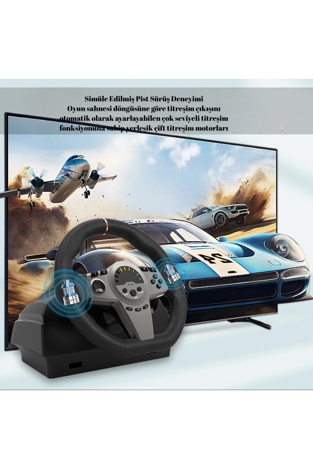 YUES V270 Direksiyon Seti 270° Vitesli Oyun Direksiyonu, PS4 PS3 Xbox X|S/One • Switch • PC Uyumlu