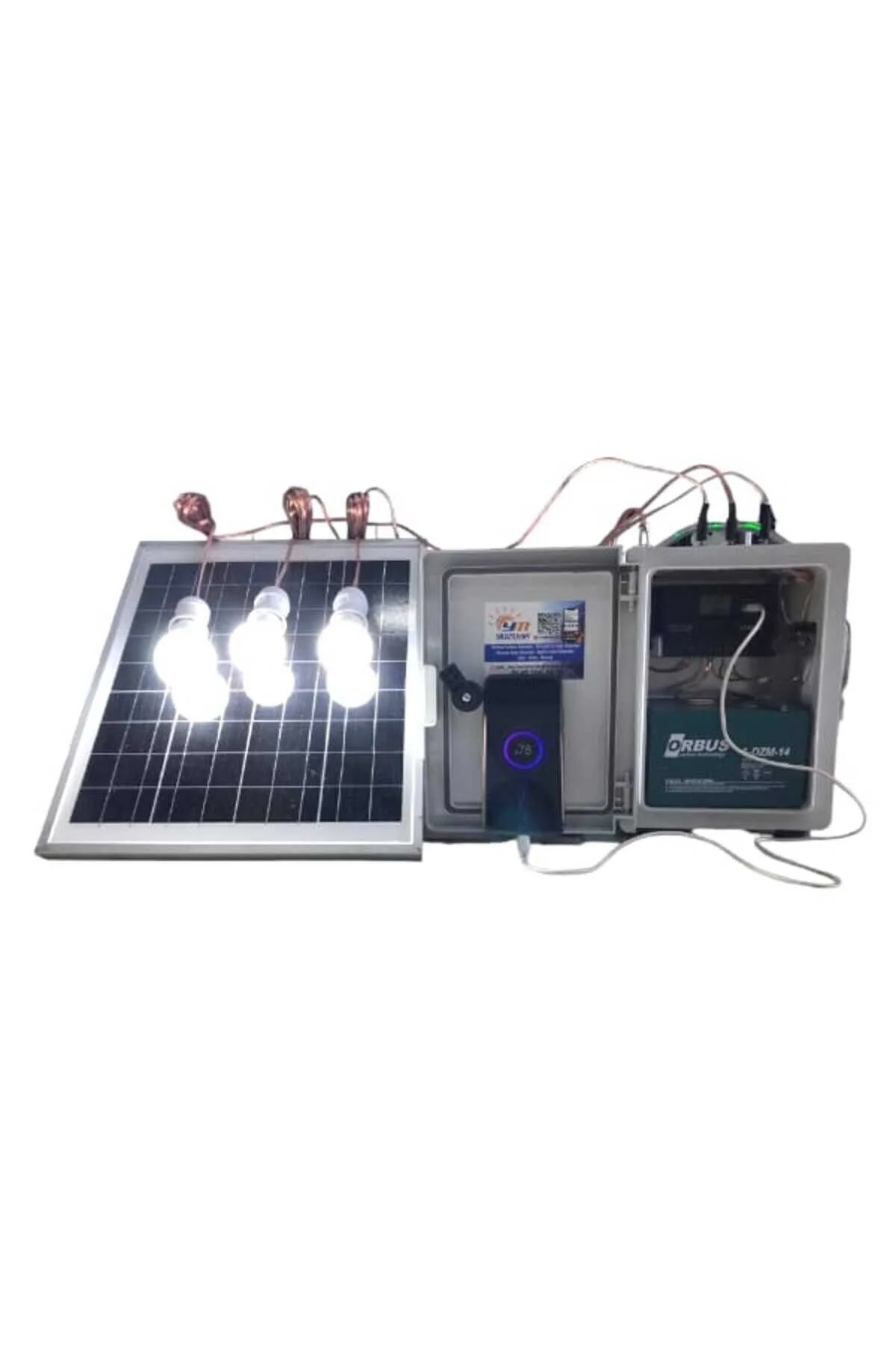 YÜZÜAK Taşınabilir Solar Sistem ( 3 Adet Lamba Aynı Anda 6 Saat Çalışır. Sınırsız Hızlı Telefon Şarjı )