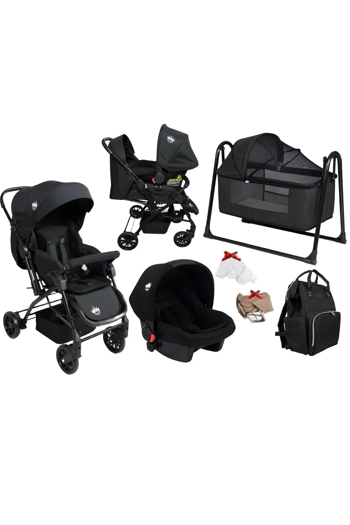 4 Baby Aqua Çift Yönlü Bebek Arabası Puset Çanta Beşik Fırsat Seti Antrasit