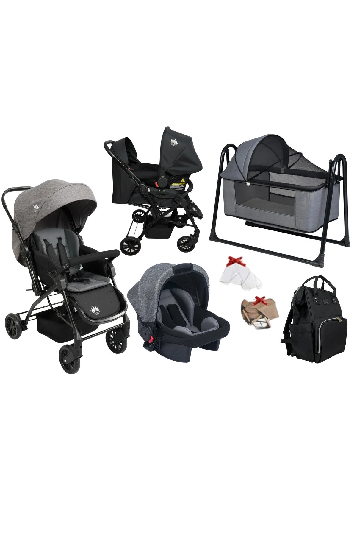 4 Baby Aqua Çift Yönlü Bebek Arabası Puset Çanta Beşik Fırsat Seti Antrasit