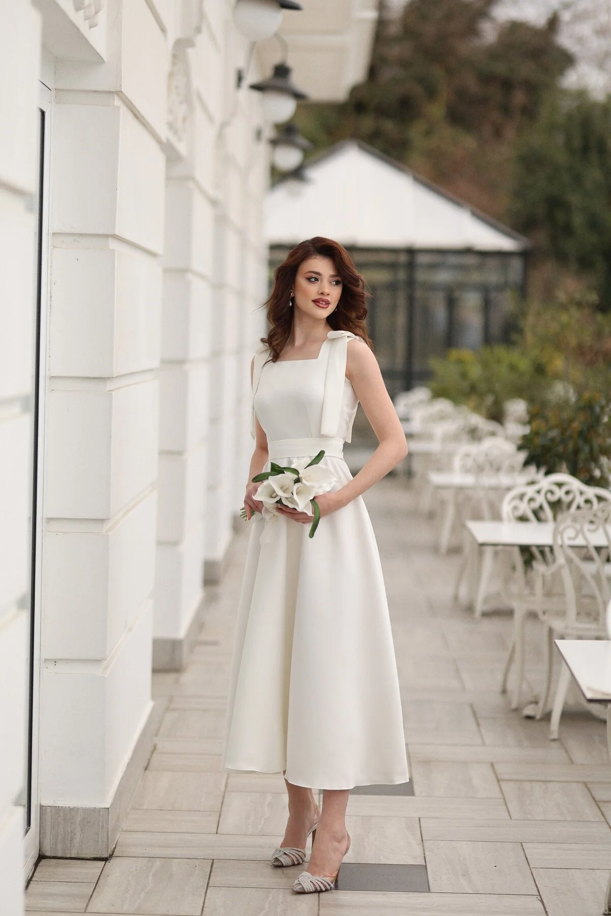 AYŞEYAMAÇLI KADIN LACİVERT KARE YAKA FİYONK DETAYLI SENNA ABİYE