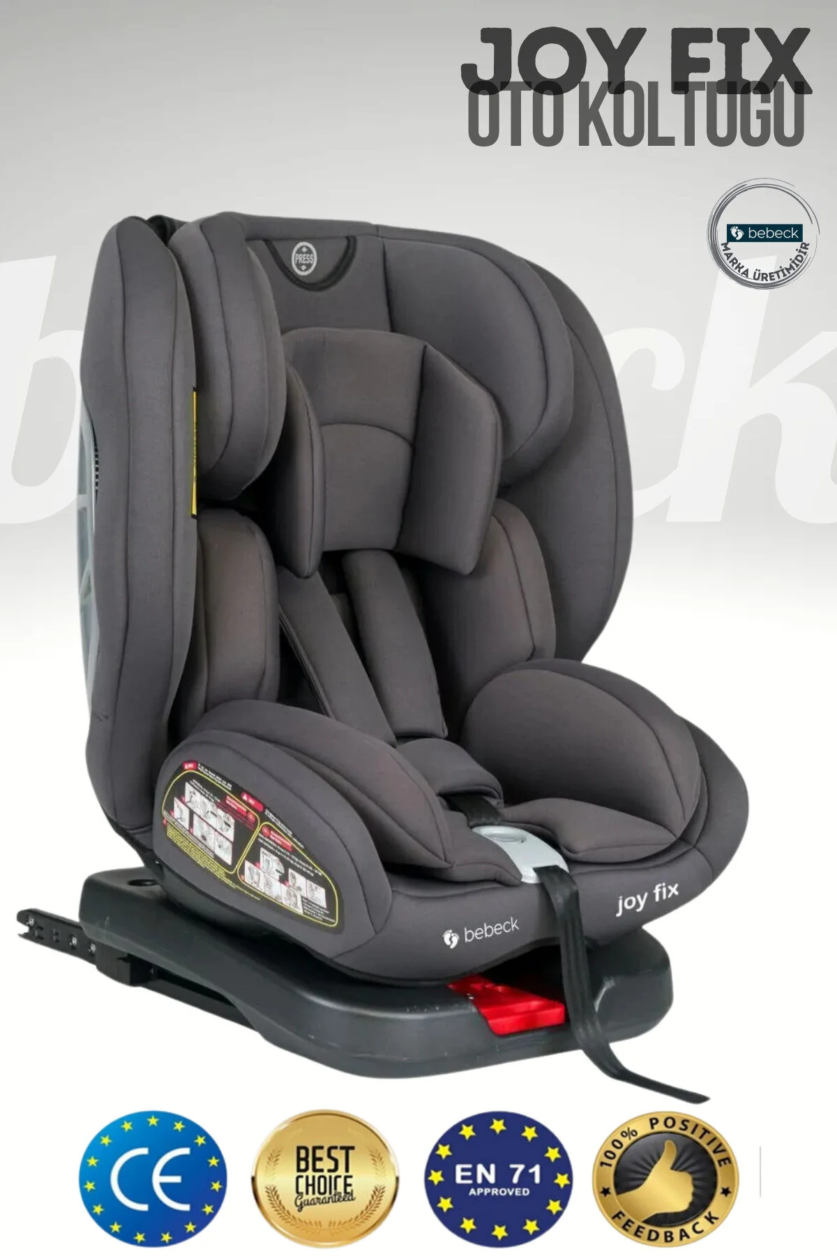 Bebeck Joy Fix 0-36 Kg 360° Dönebilen Isofix'li Oto Koltuğu Siyah