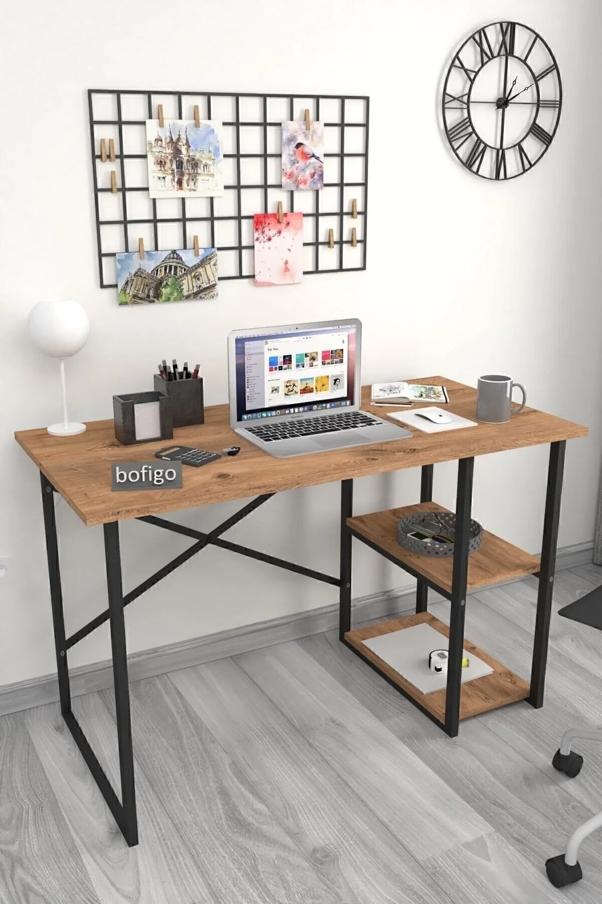 Bofigo 60x120 Cm 2 Raflı Çalışma Masası Bilgisayar Masası Ofis Ders Yemek Masası Kafka Beyaz