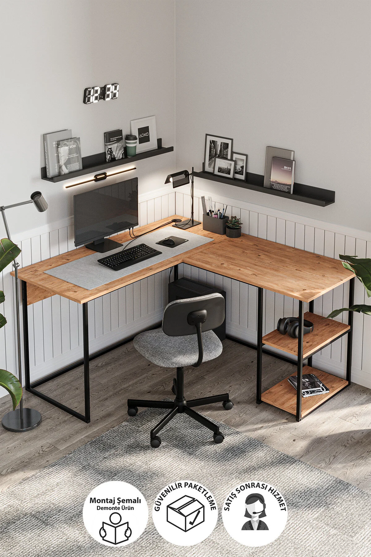 Bofigo Çalışma Masası Ofis Masası Köşe Masa Bilgisayar Masası Odin Antrasit
