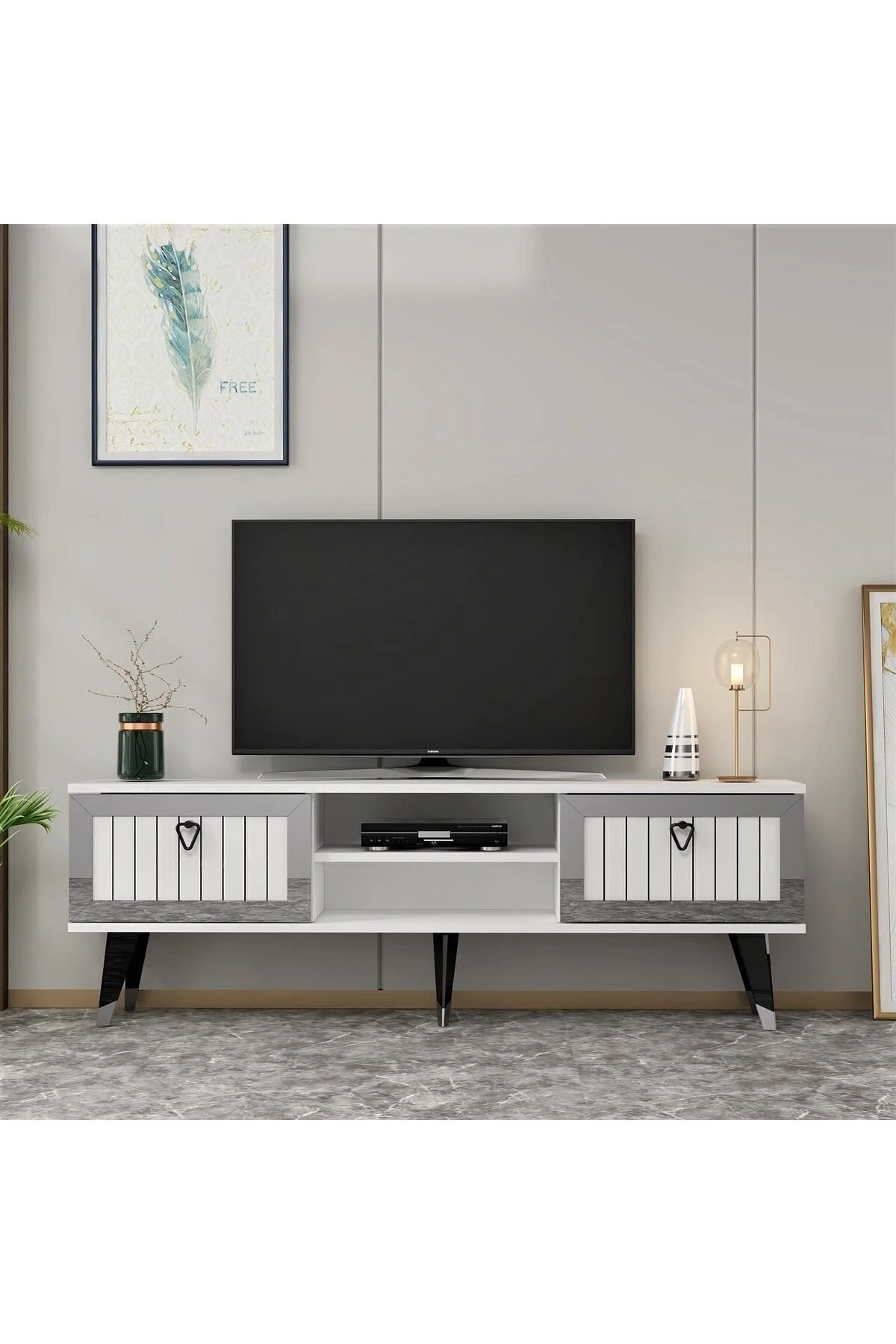 cantek dizayn Lidya Tv Stand Antrasit-gümüş