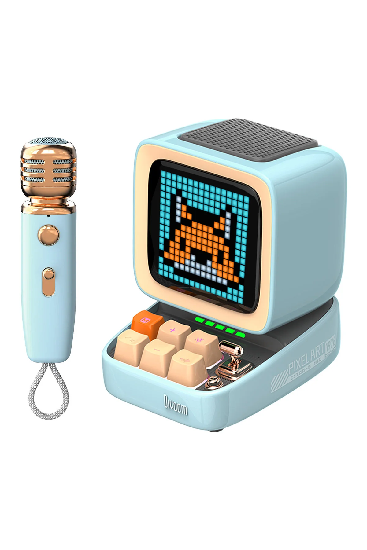 Divoom Ditoo 5-Mic Karaoke Mikrofonlu Uyarlanabilir Piksel Ekranlı Bluetooth Hoparlör, Pembe