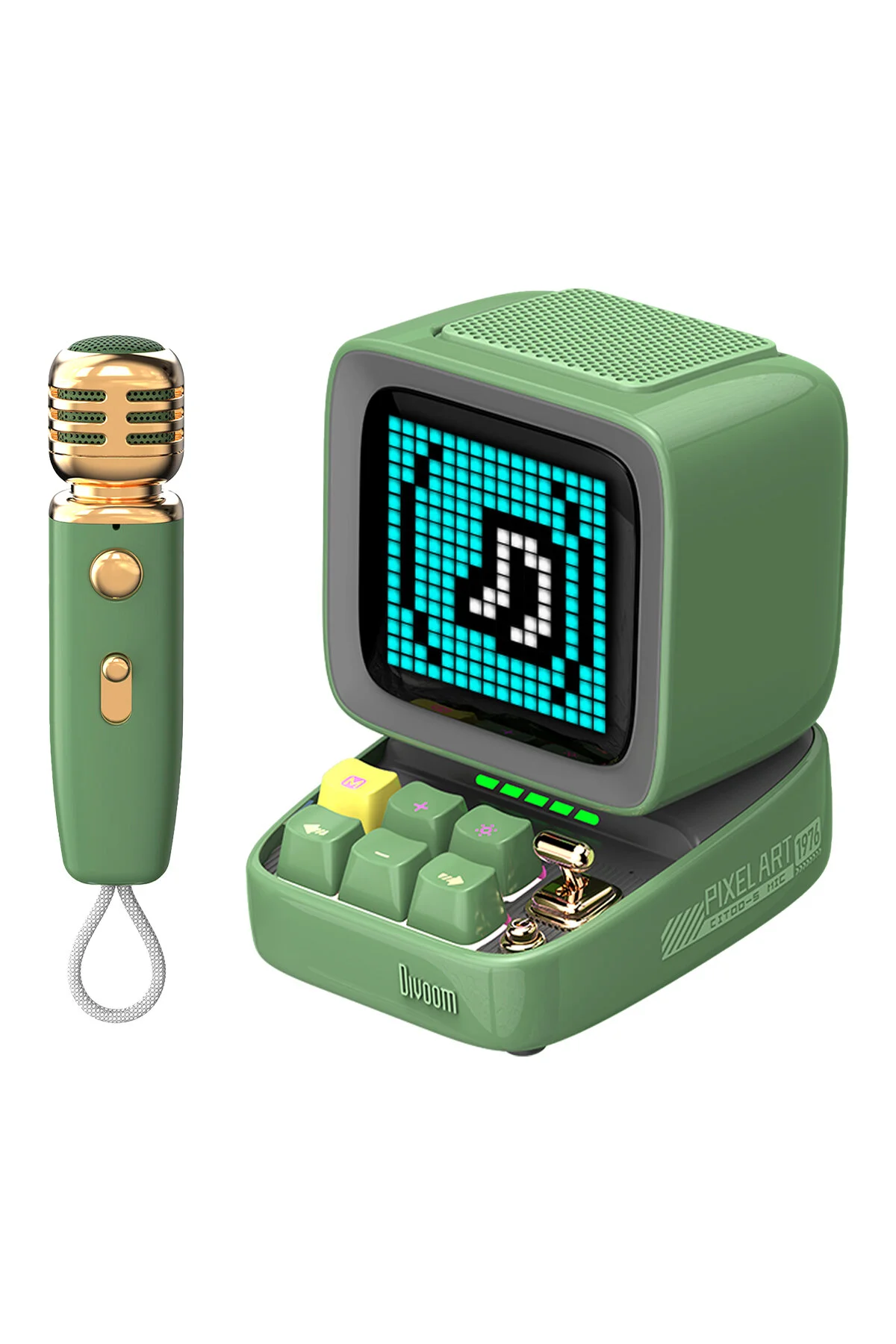 Divoom Ditoo 5-Mic Karaoke Mikrofonlu Uyarlanabilir Piksel Ekranlı Bluetooth Hoparlör, Pembe