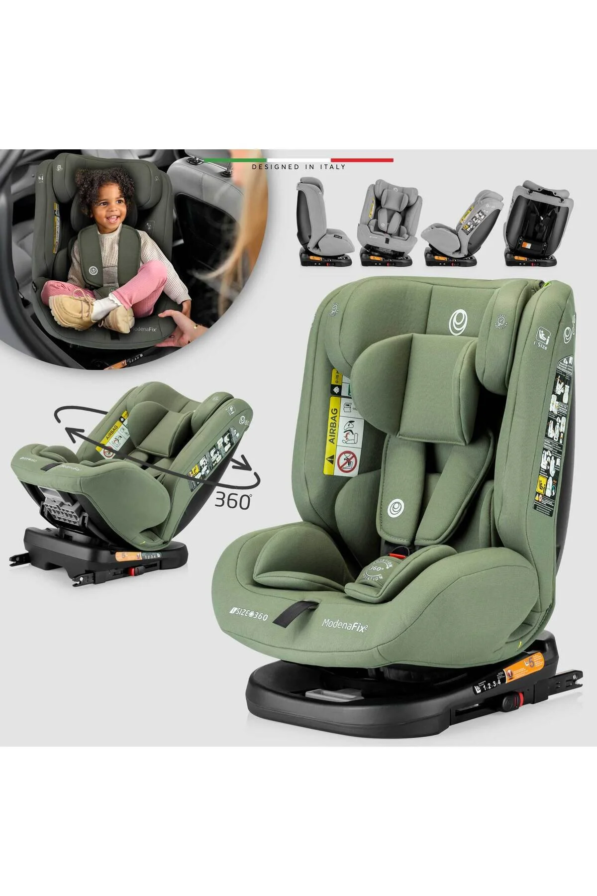 Elele ModenaFix 2 360° Dönen I-Size Oto Koltuğu İsoFix 40-150 CM 0-36 KG Siyah
