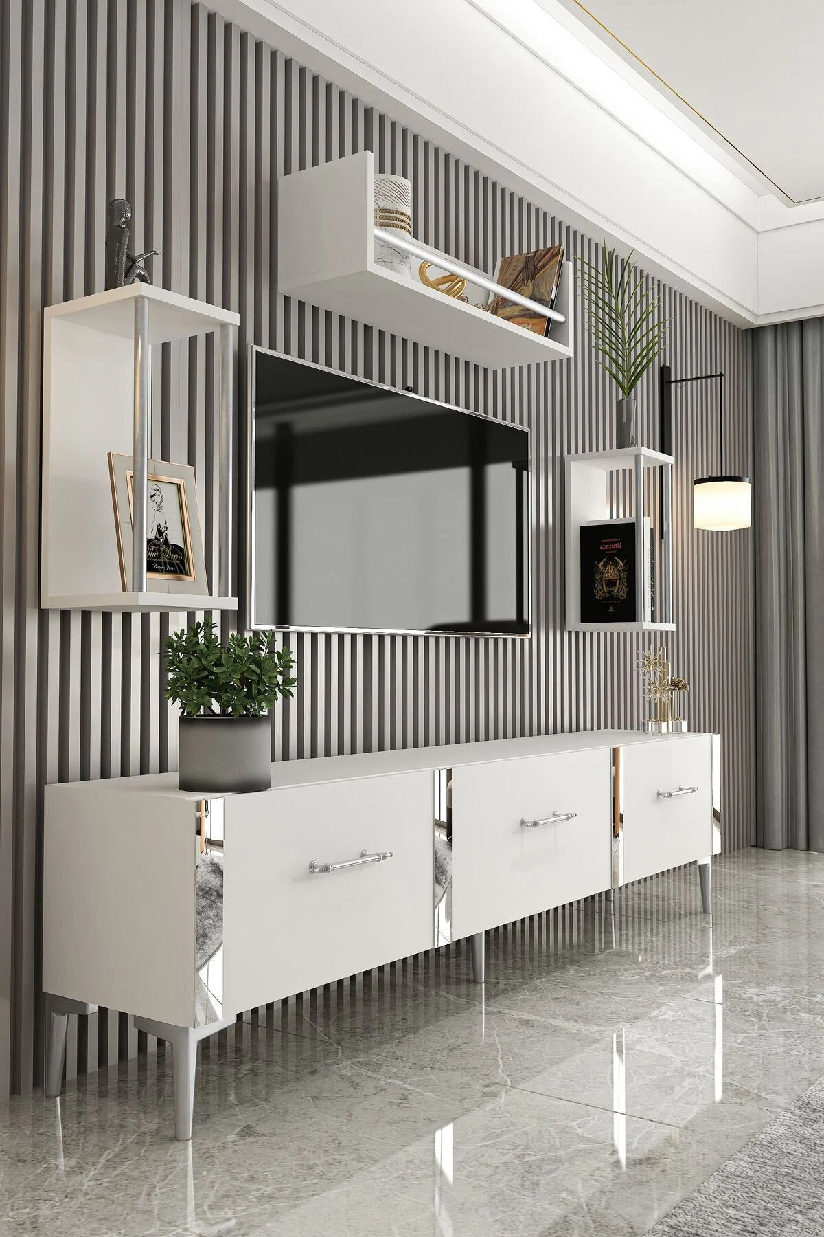 Givayo Mobilya LAURA TV ÜNİTESİ - 180 CM DUVAR RAFLI