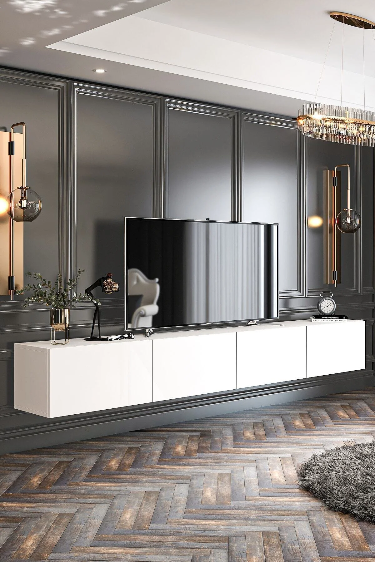 Givayo Mobilya Milan Tv Ünitesi Duvara Monte - Ayaklı Kullanım 240 Cm