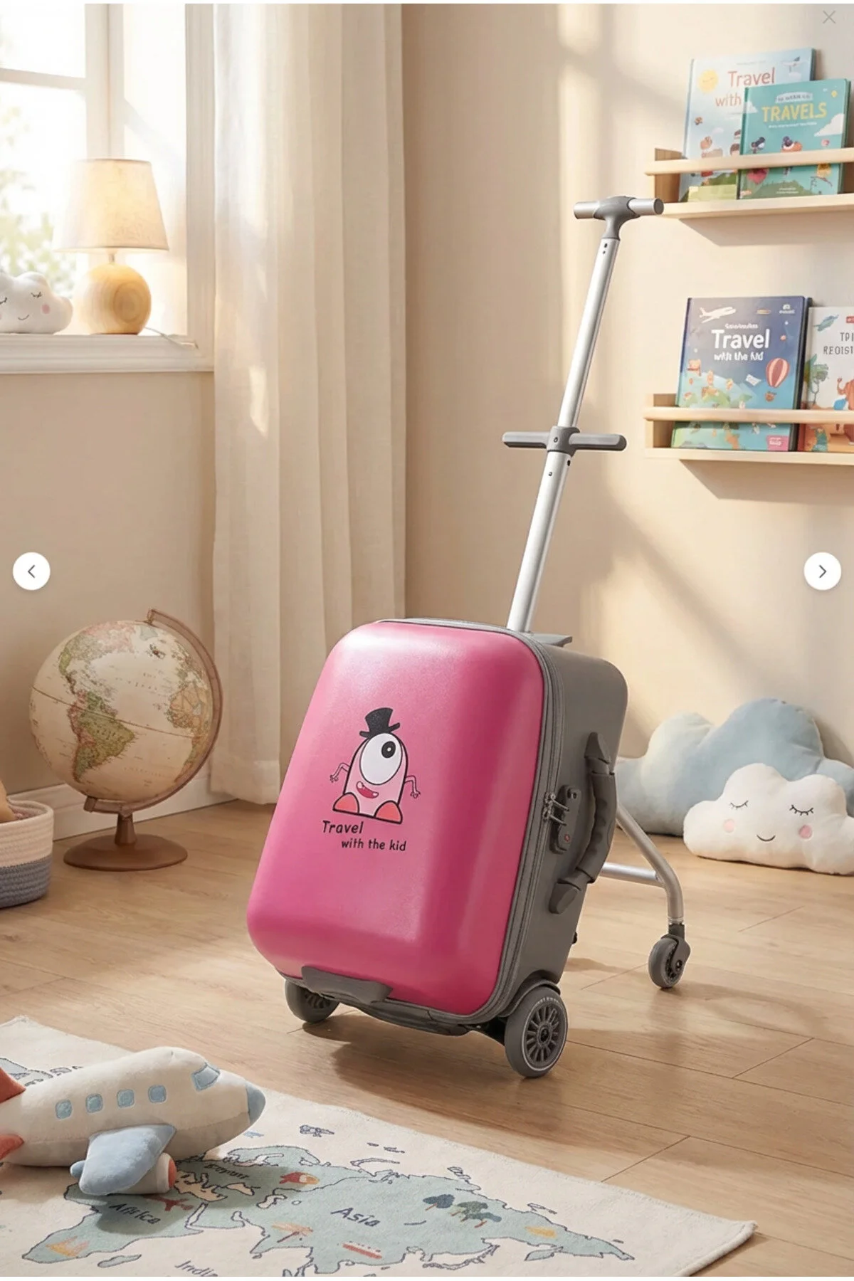 Heybee Luggages Çocuk Valizi Sevimli Canavar Oturulabilir Yeşil Seyahat Bavulu(Kilit Tutma Aparatı Dahil Değildir)