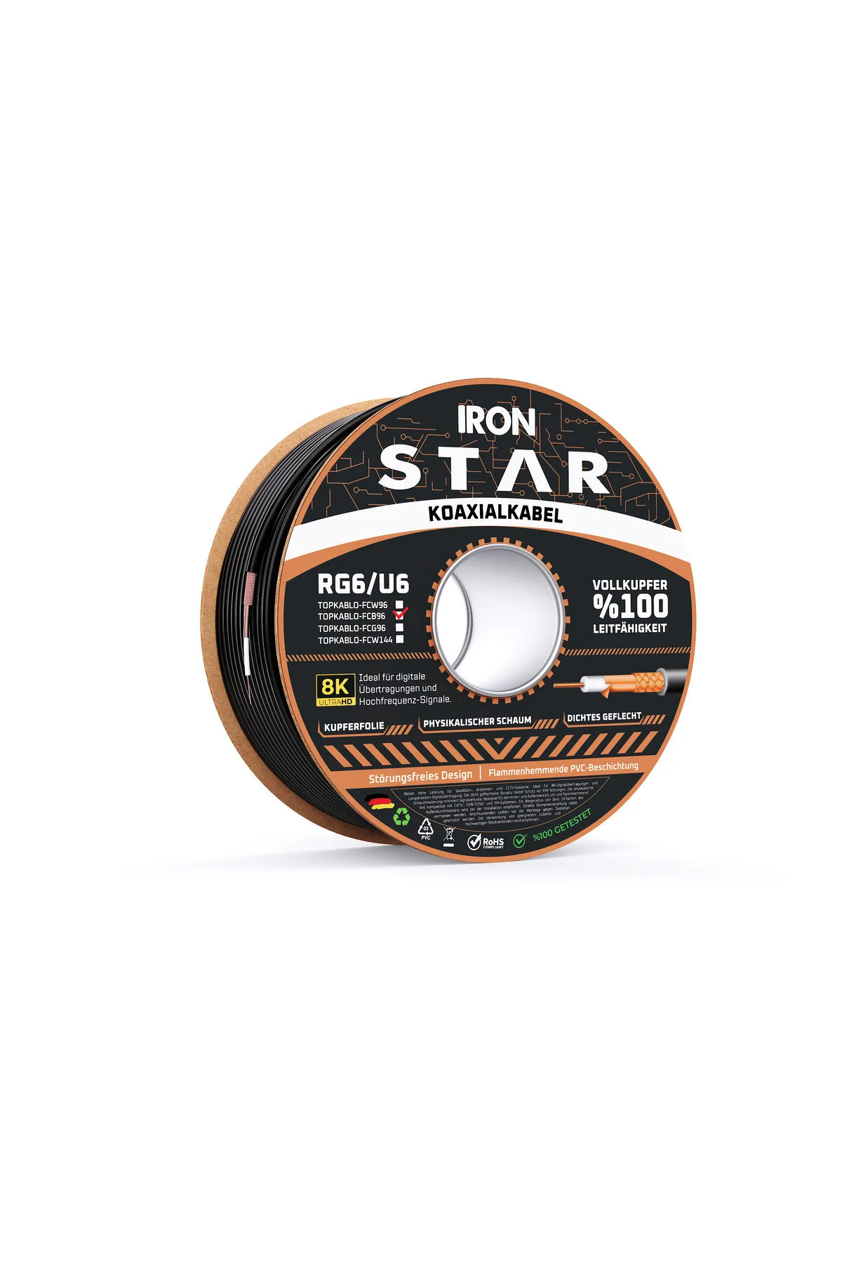 IRONSTAR 96 TEL FULL BAKIR ANTEN KABLOSU 100 METRE YEŞİL