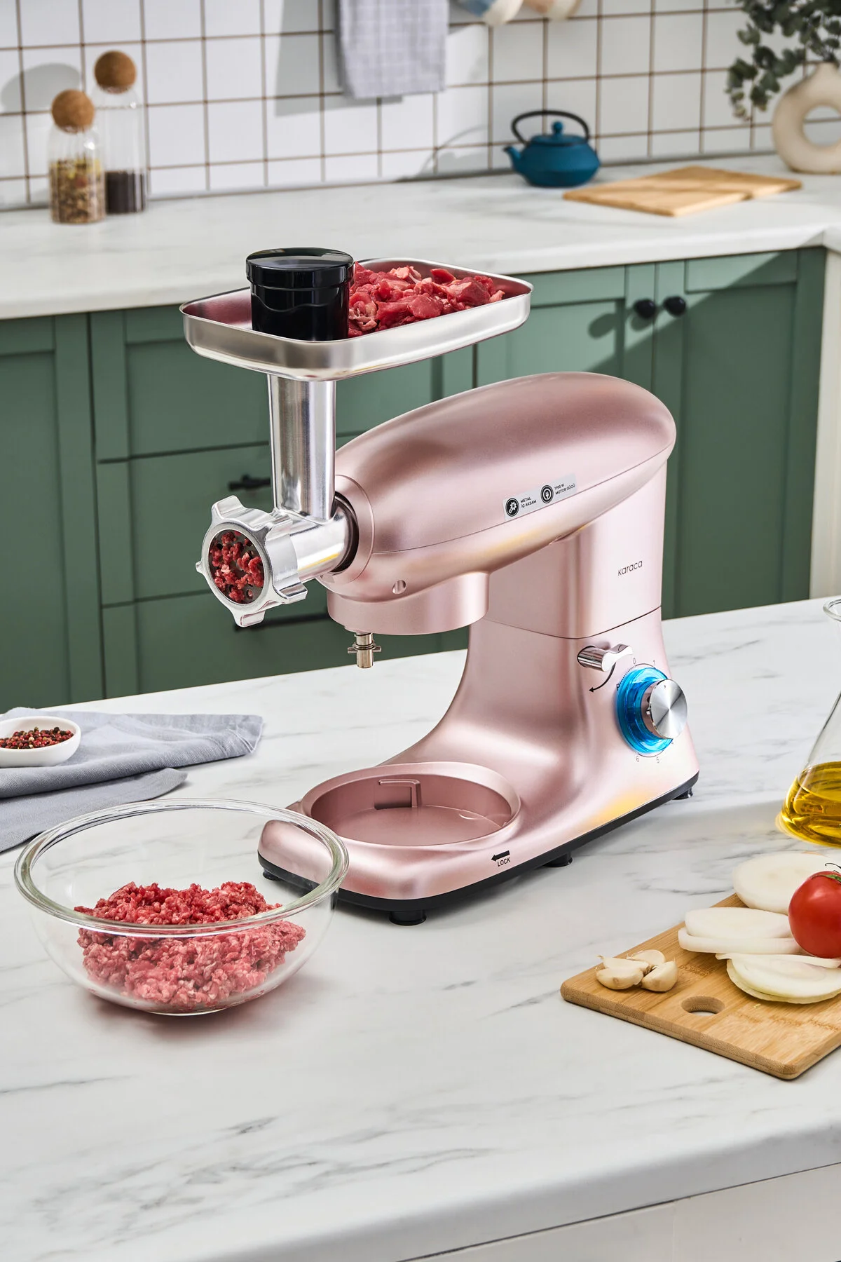 Karaca Multichef Stand Mikser Mutfak Şefi 1900w 5,5lt (KIYMA ÇEKME SUCUK-SOSİS İÇLİ KÖFTE APARATLI)