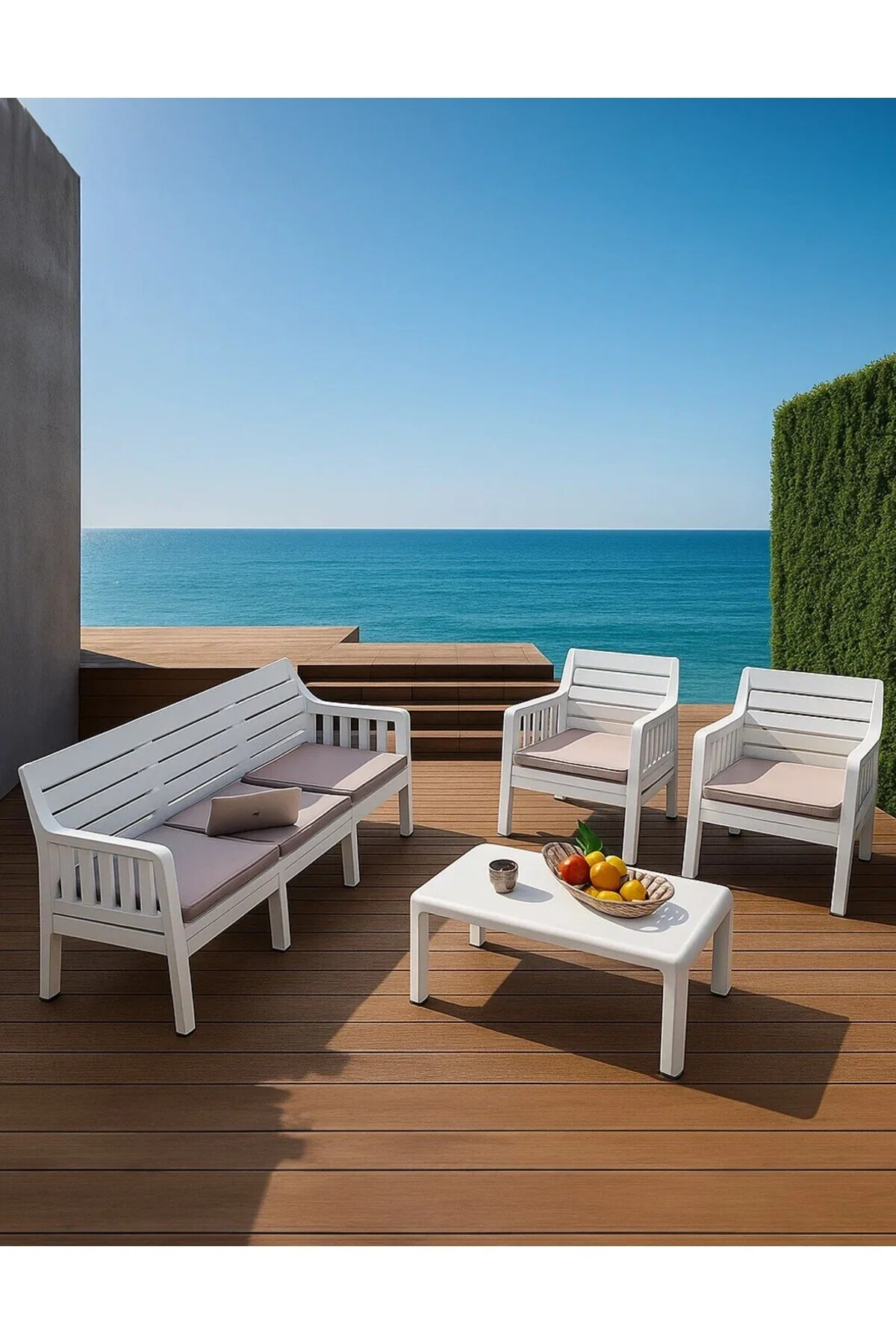 MOBETTO Ada 3+1+1+S Bahçe Takımı / Balkon - Bahçe - Teras Mobilyası - Antrasit