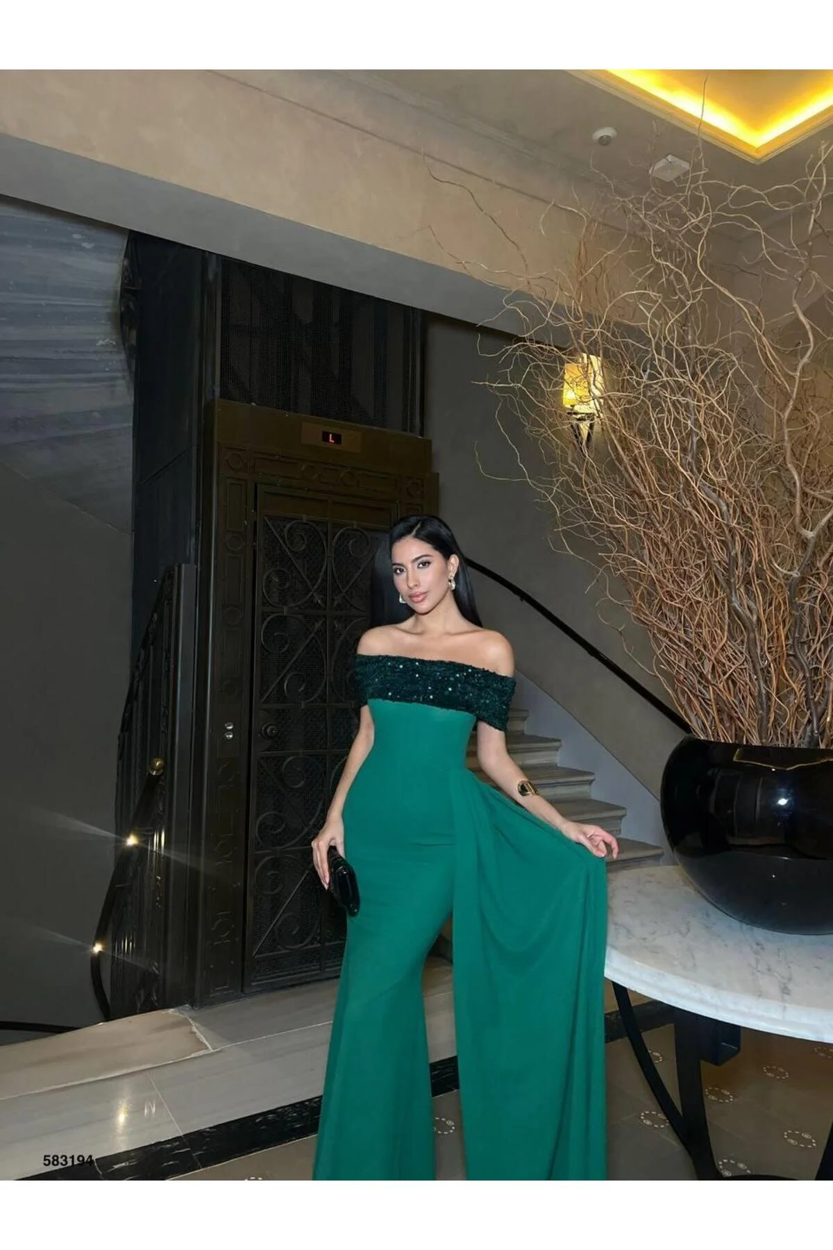 Modafeminen Scuba Krep Elbise Siyah 583194