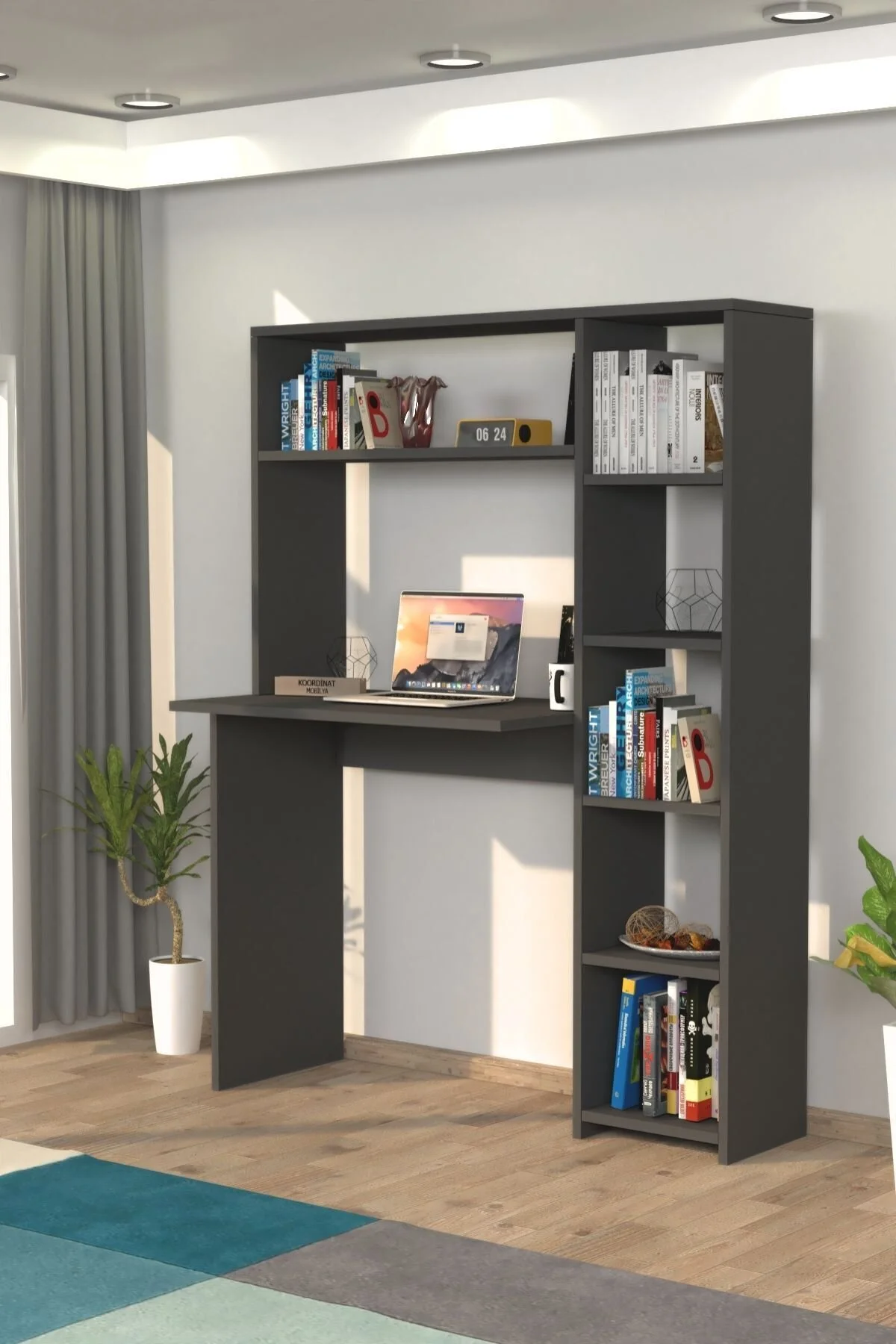 Moonlife Mobilya Duru Kitaplıklı Çalışma Masası Beyaz