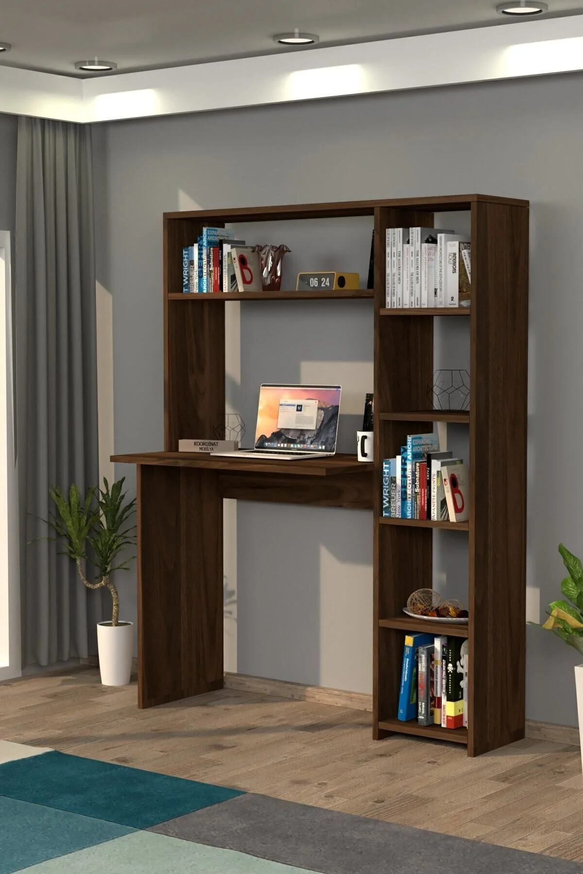 Moonlife Mobilya Duru Kitaplıklı Çalışma Masası Beyaz