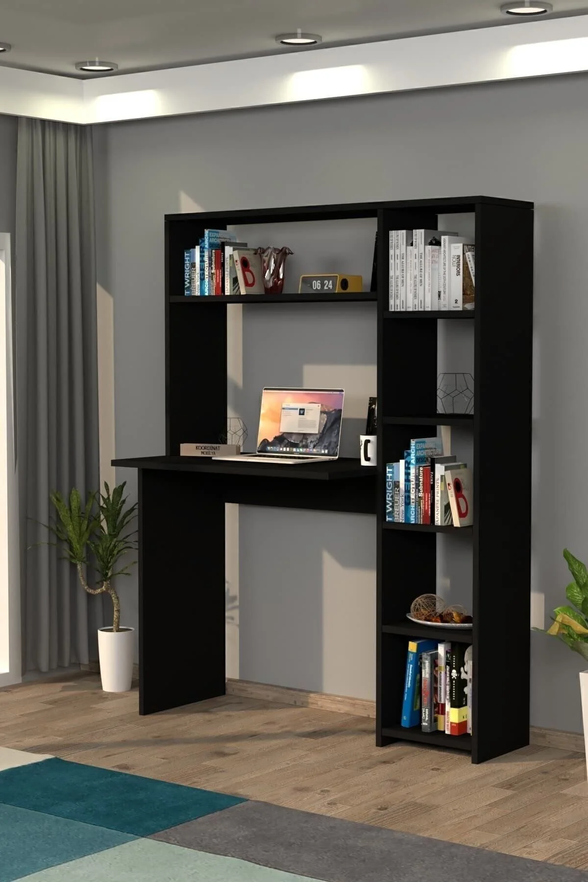 Moonlife Mobilya Duru Kitaplıklı Çalışma Masası Beyaz