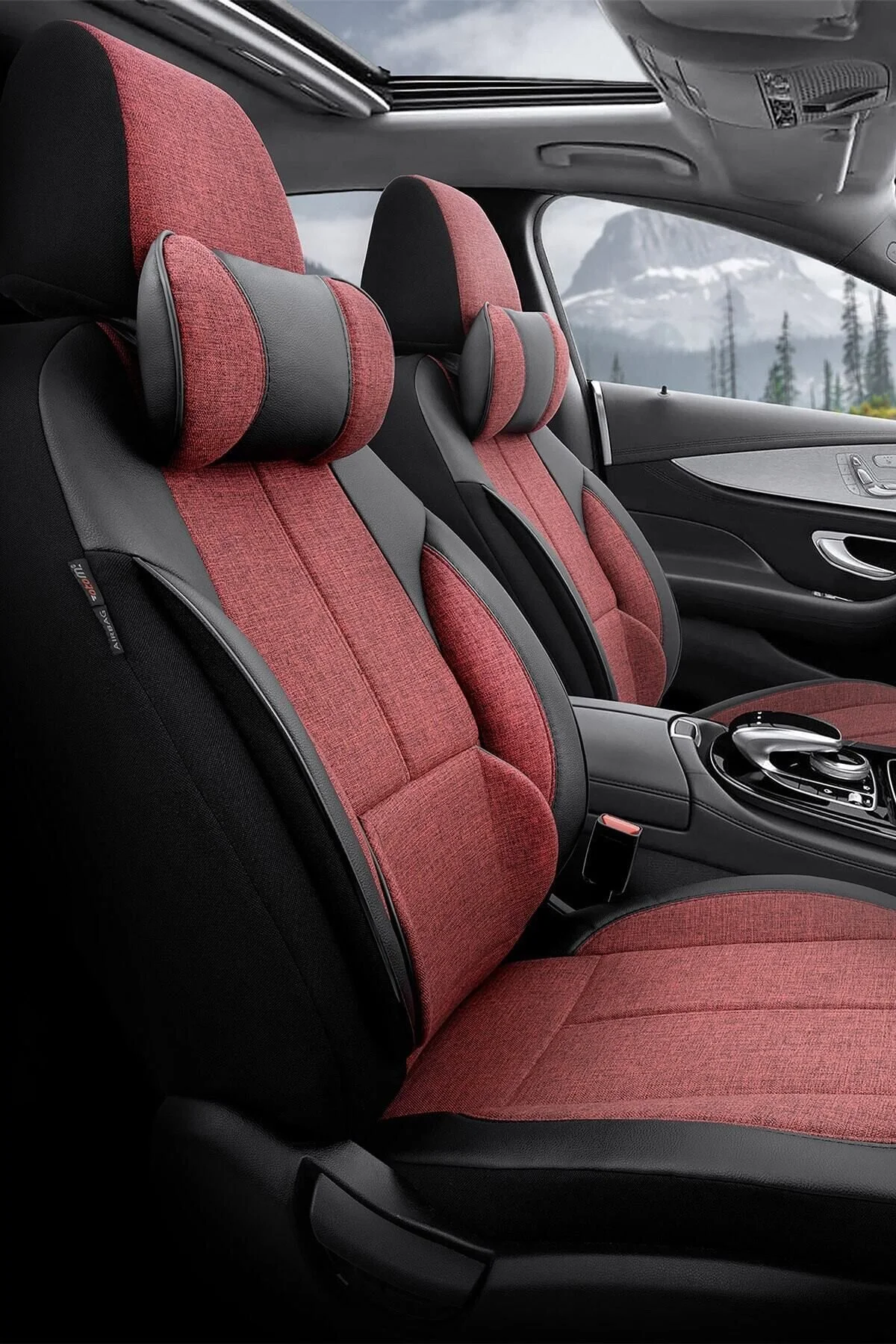 Otom Voyager Design Boyun Ve Bel Destekli Premium Deri-keten Ultra Konforlu Universal Oto Koltuk Kılıfı